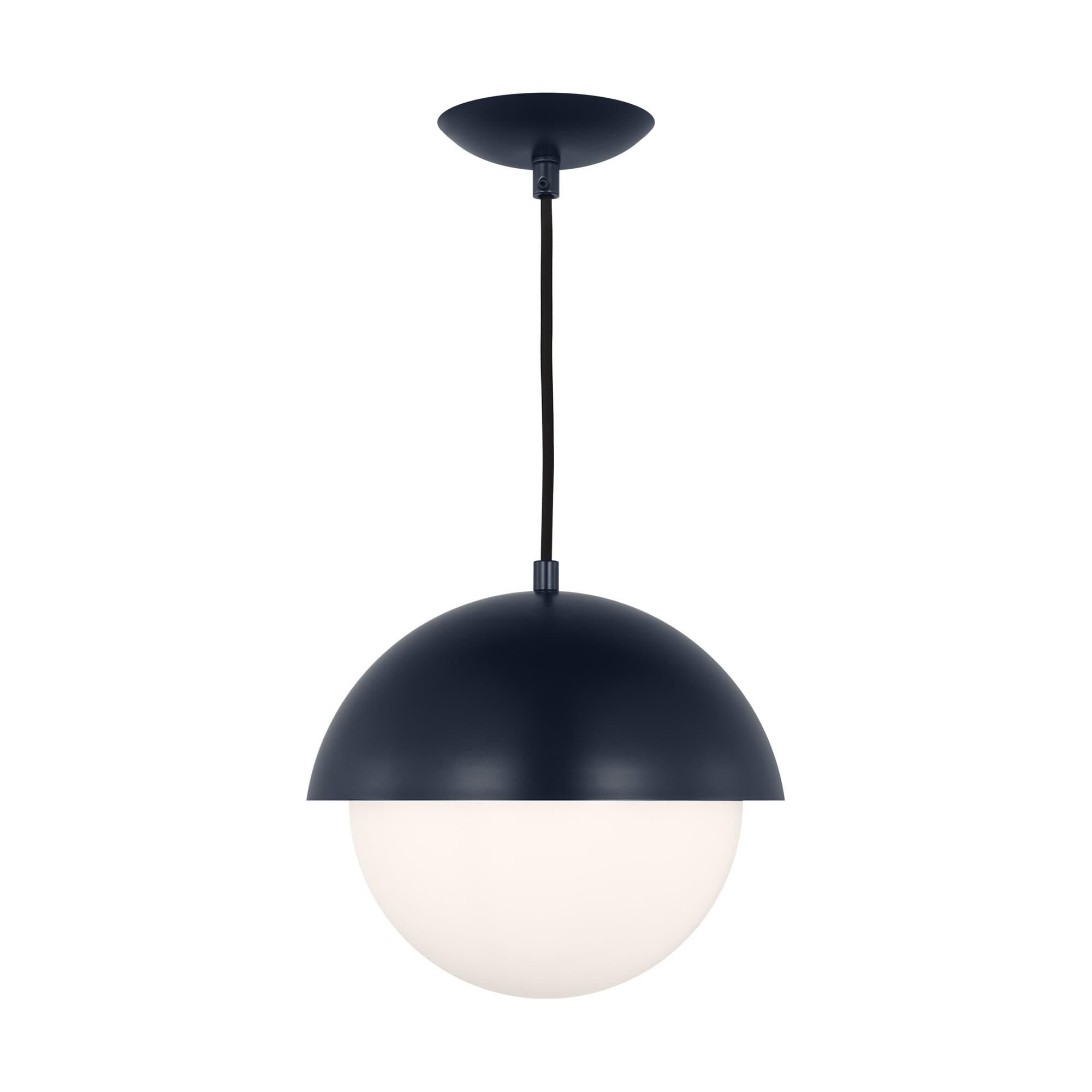 Shown in Navy finish and Opal Glass shade