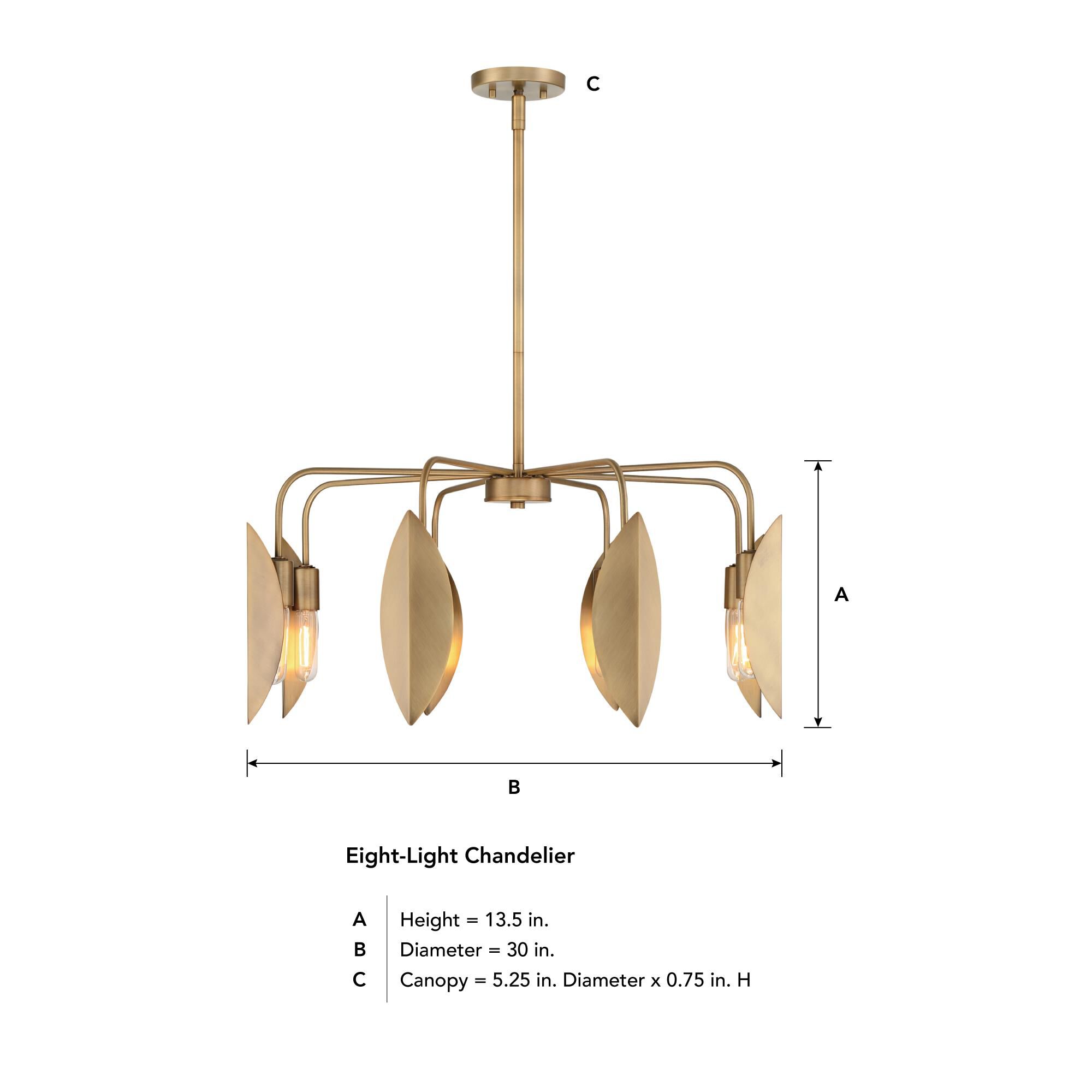 Eden 30 Inch 8 Light Chandelier by Designers Fountain