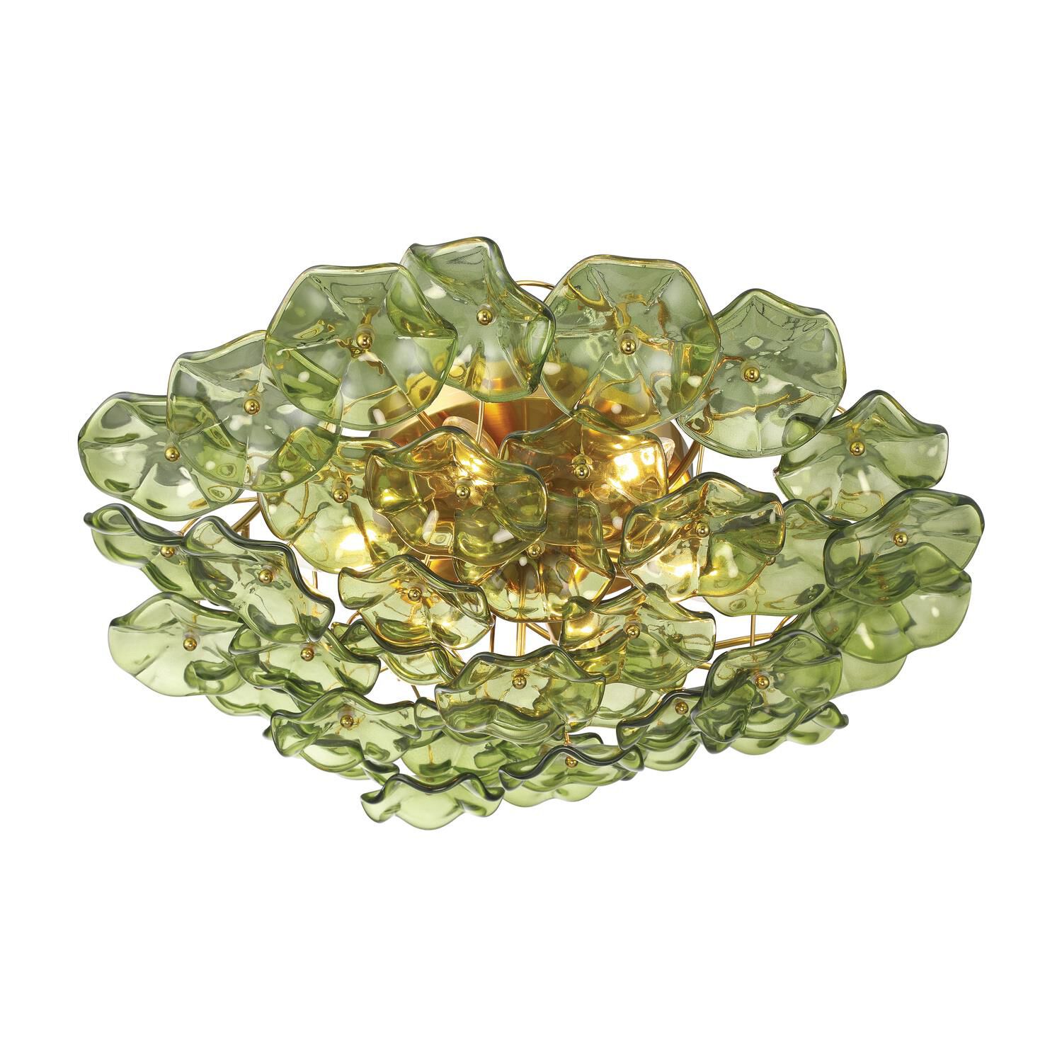 Shown in Aged Brass finish and Floral Glass Petals crystal