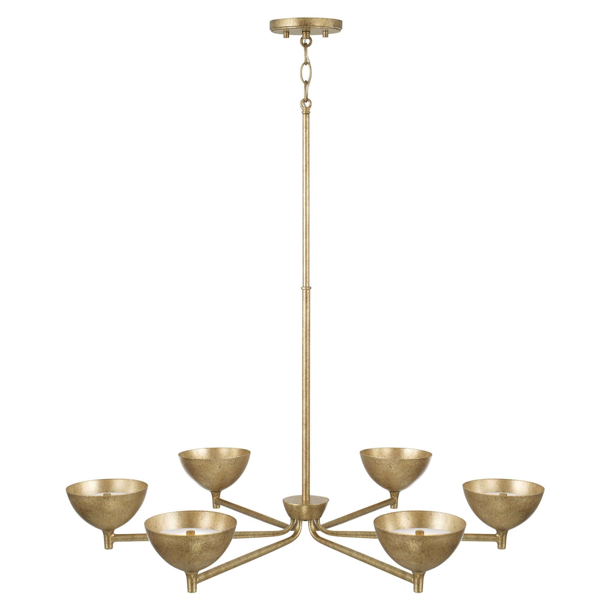 Shown in Feathered Gold finish and Textured Metal shade