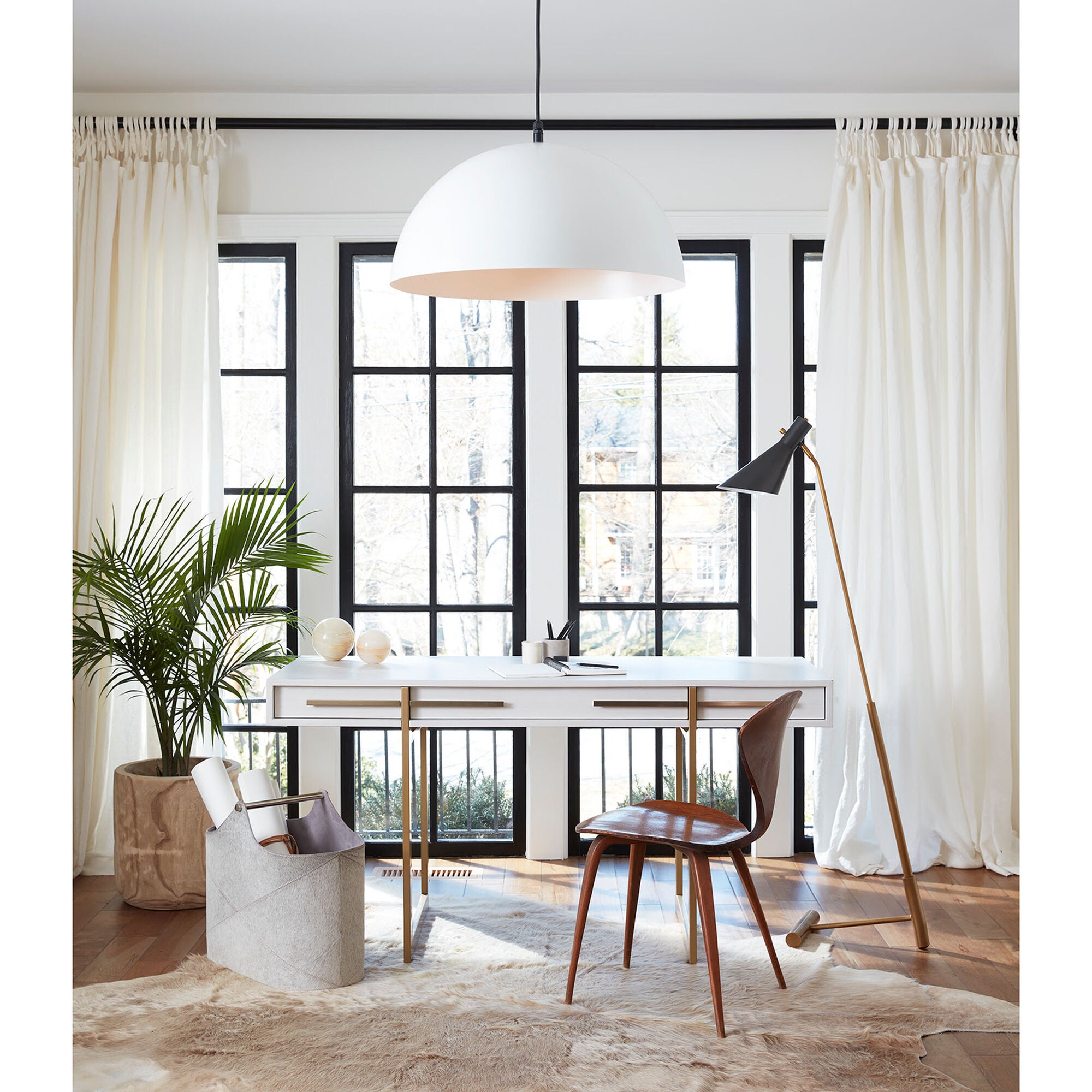 Shown in Blackened Brass finish and - None - shade