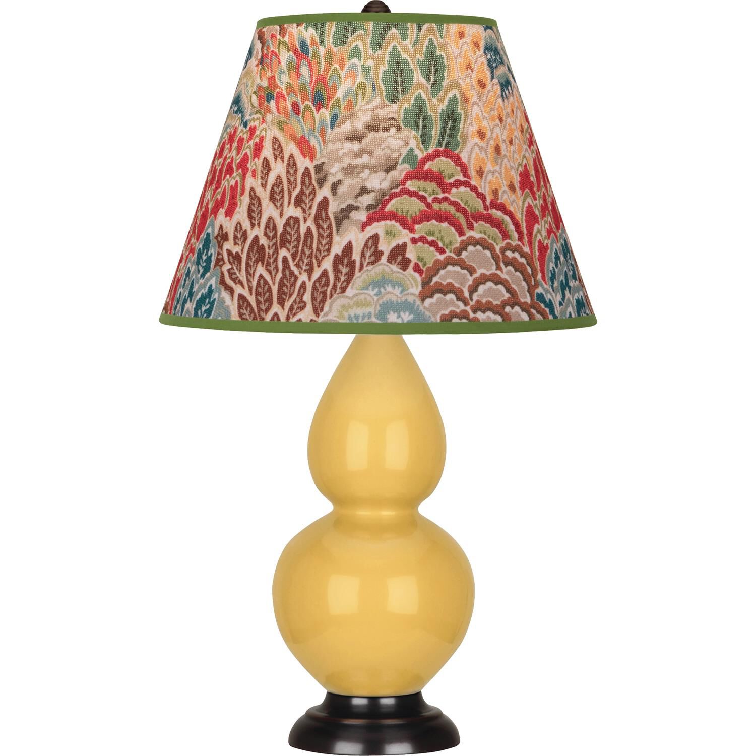 Shown in Sunset Yellow finish and Fall Floral shade and Deep Patina Bronze accent