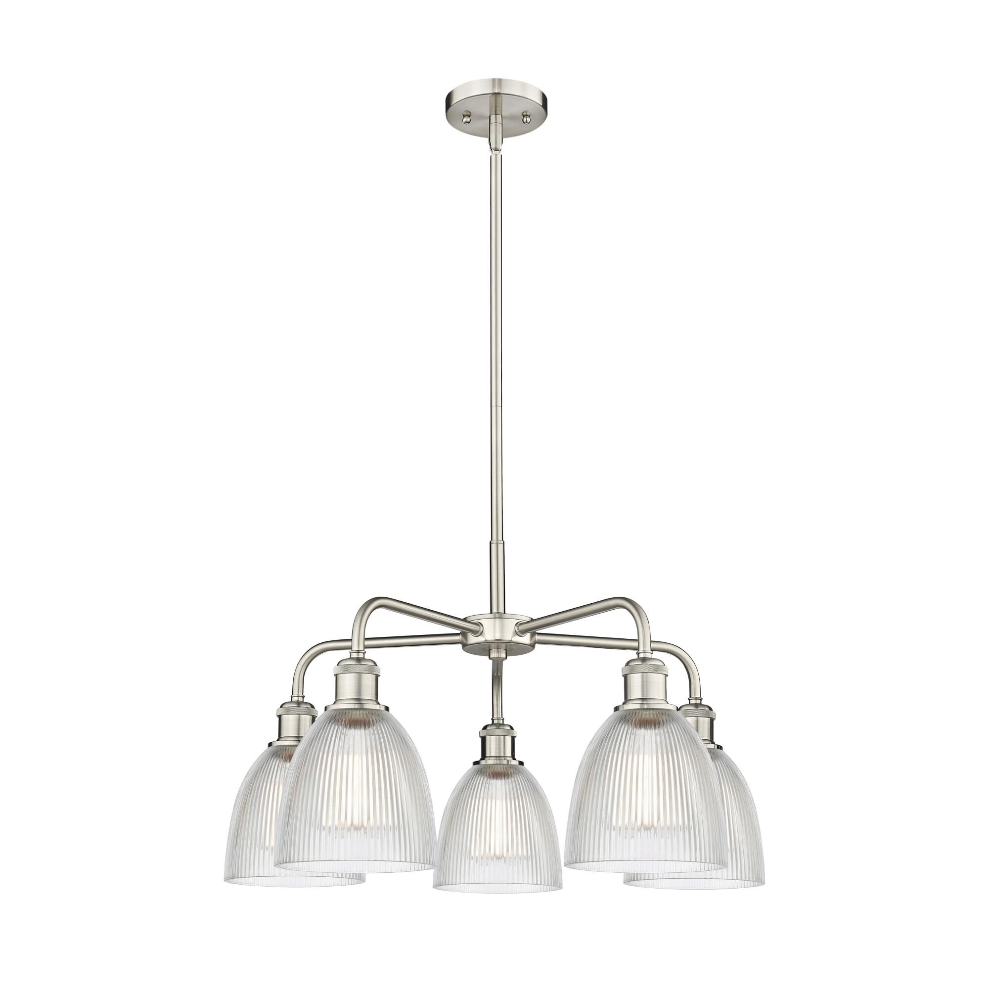 Shown in Satin Nickel finish and Clear glass