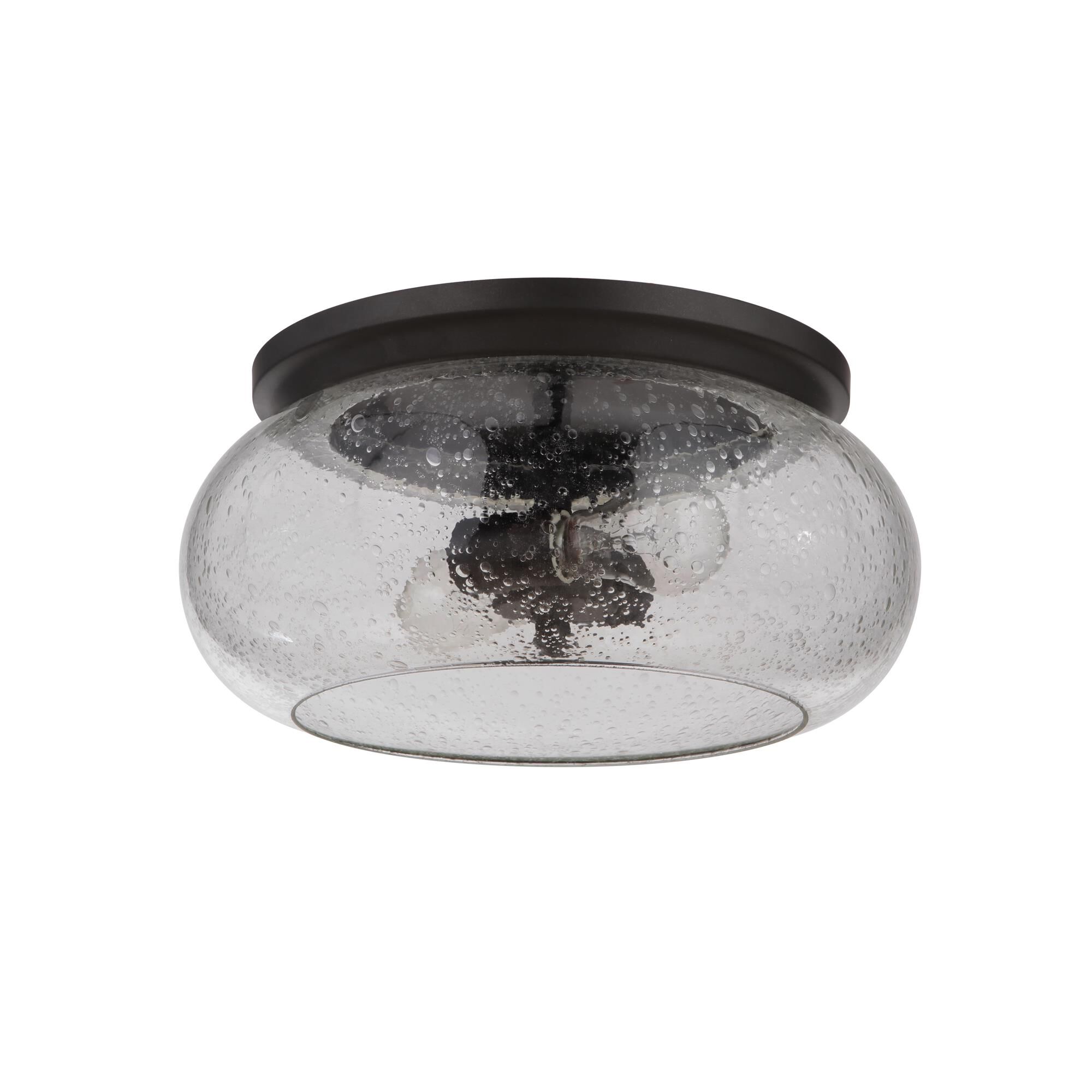 Shown in Espresso finish and Clear Seeded glass and Glass shade