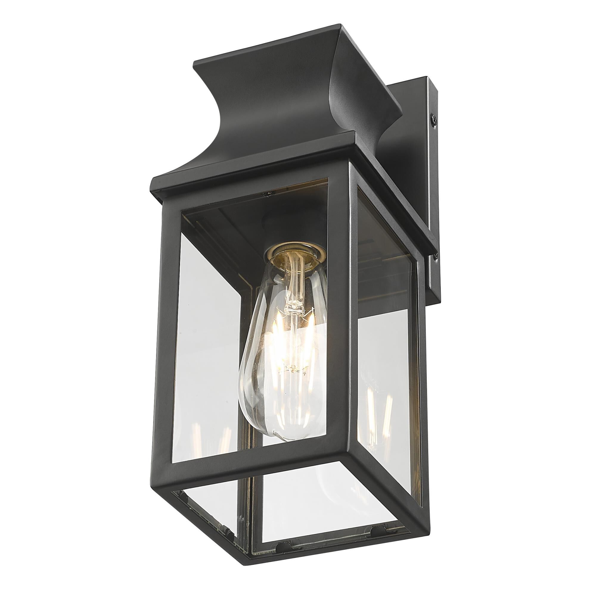 Shown in Matte Black finish and Clear Glass Panes shade