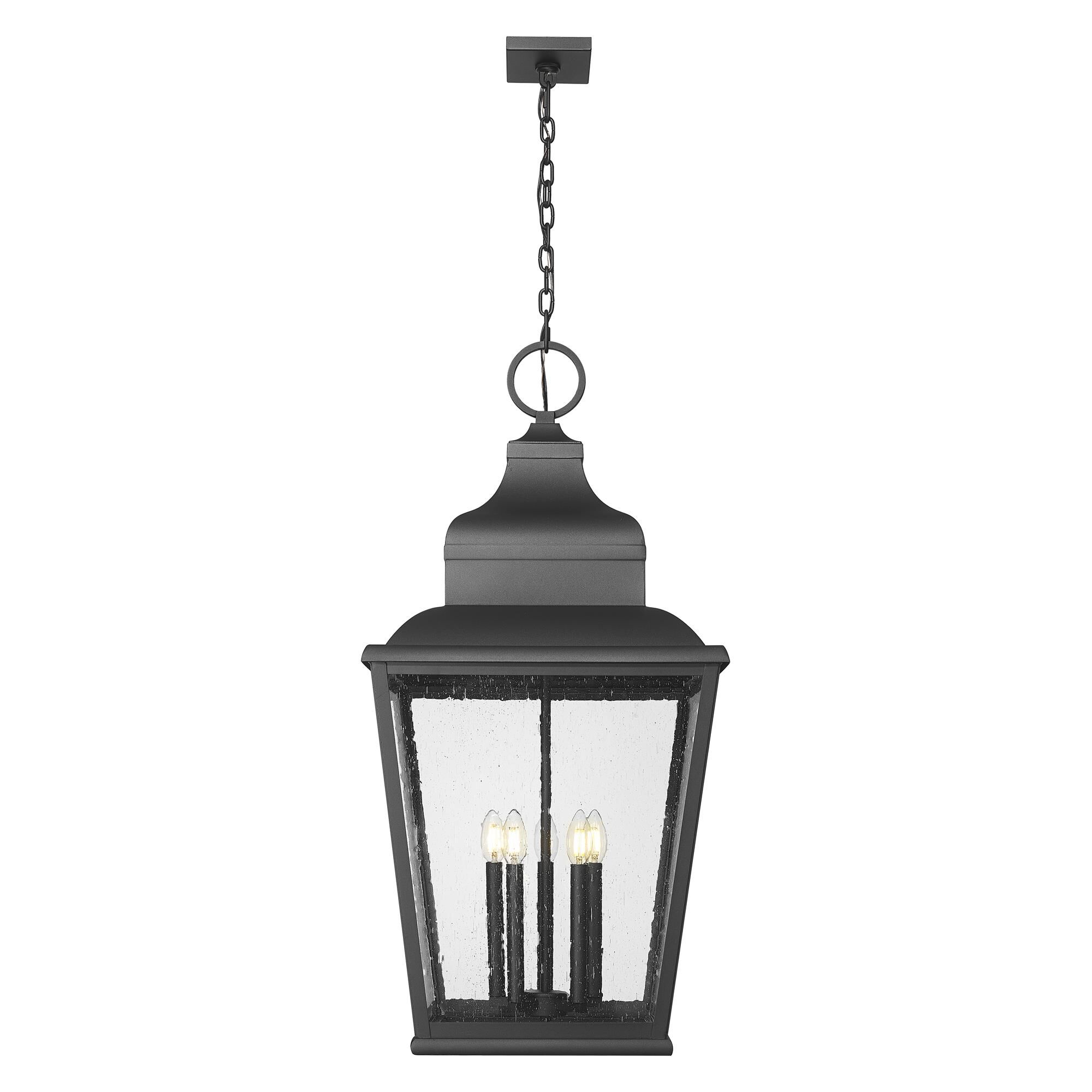 Shown in Sand Black finish and Clear Seedy glass
