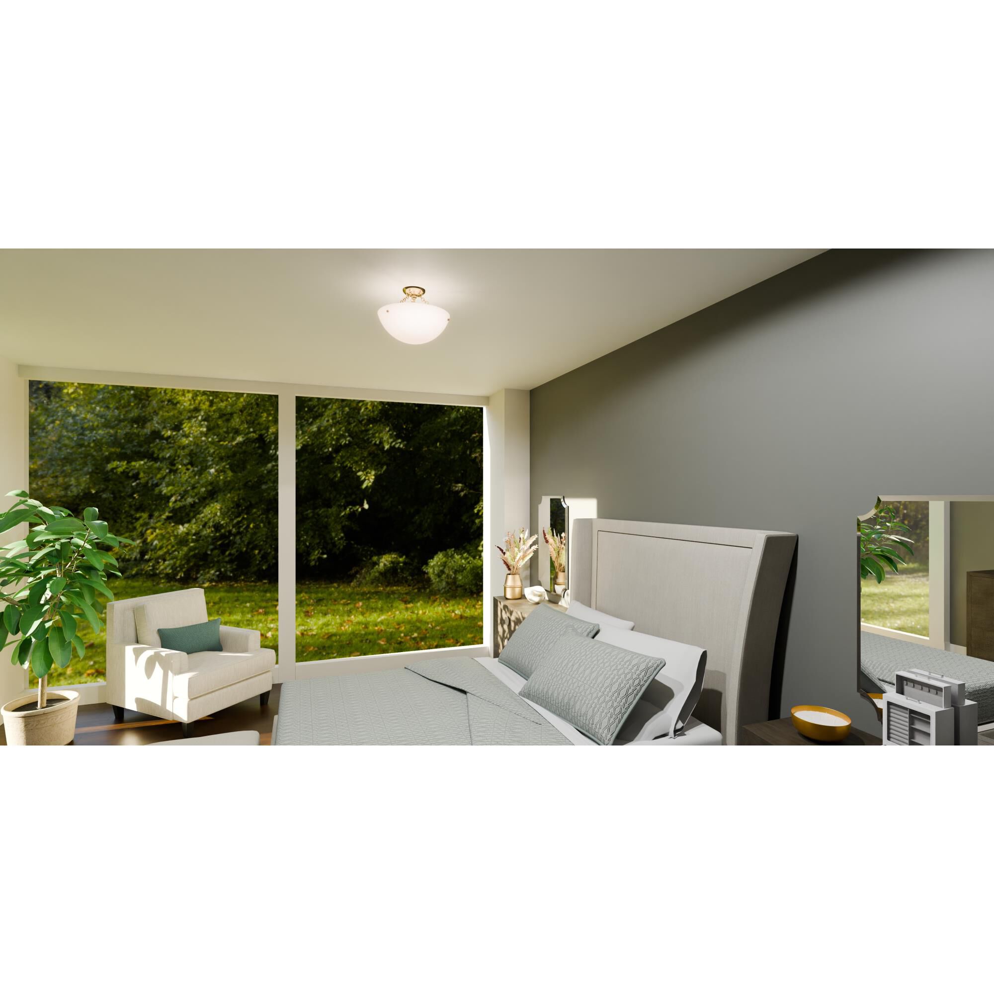 Baylor 15 Inch Semi Flush Mount by Quoizel