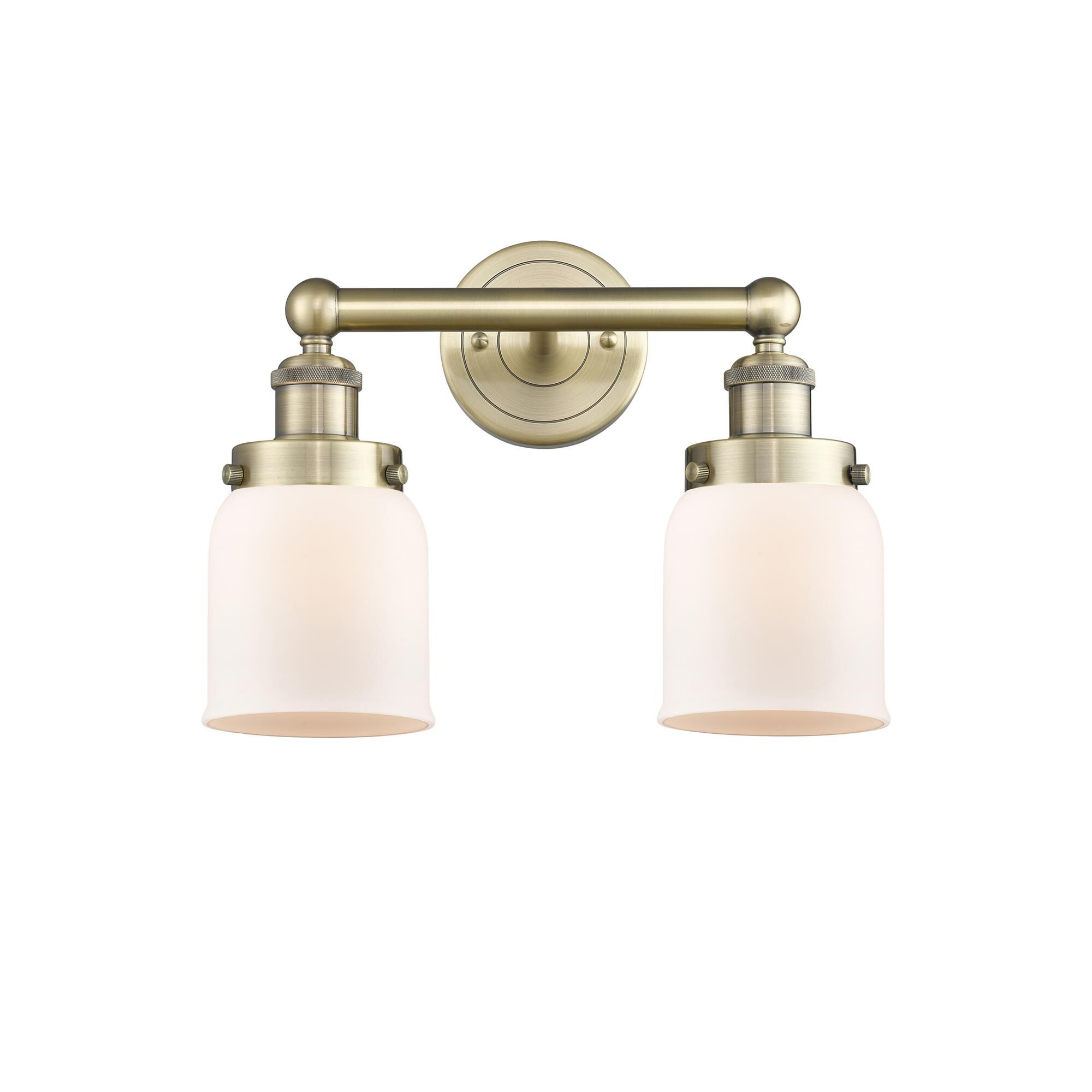 Shown in Antique Brass finish and Matte White glass