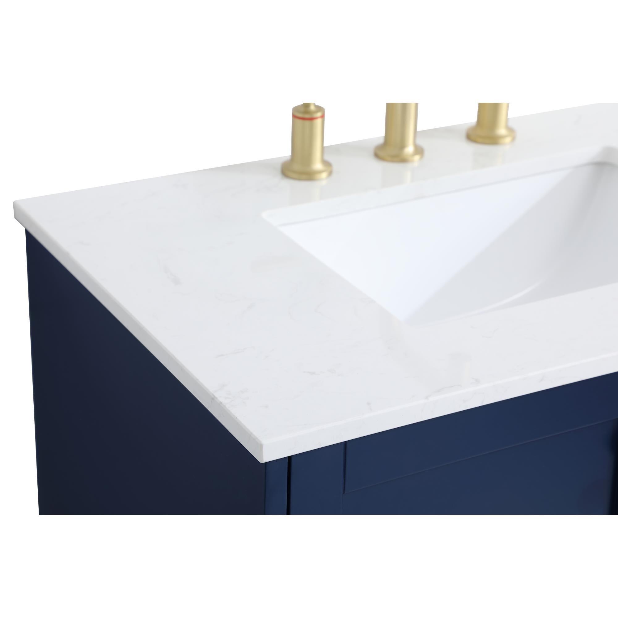 Shown in Blue And Gold With Calacatta Quartz finish