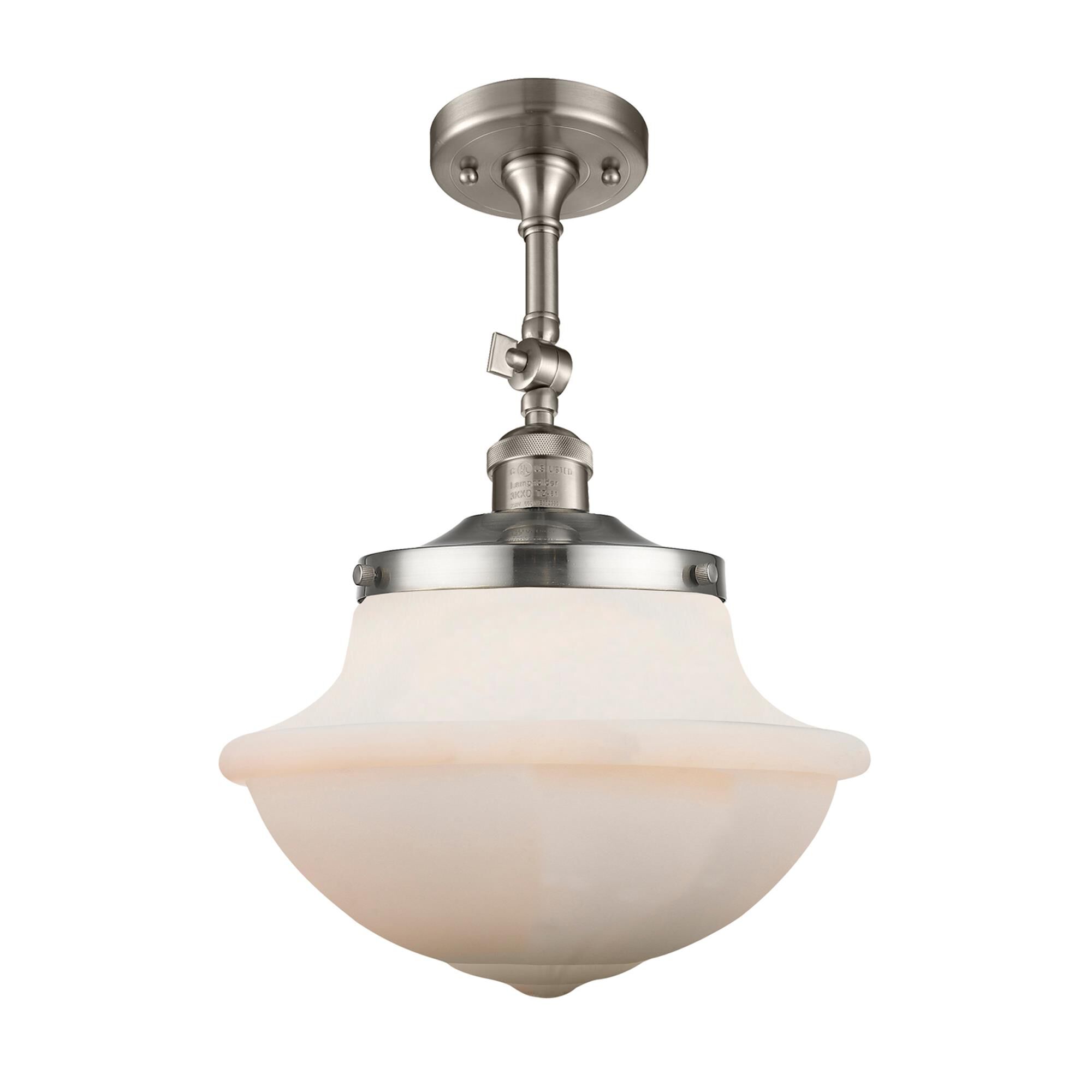 Shown in Brushed Satin Nickel finish and Matte White glass