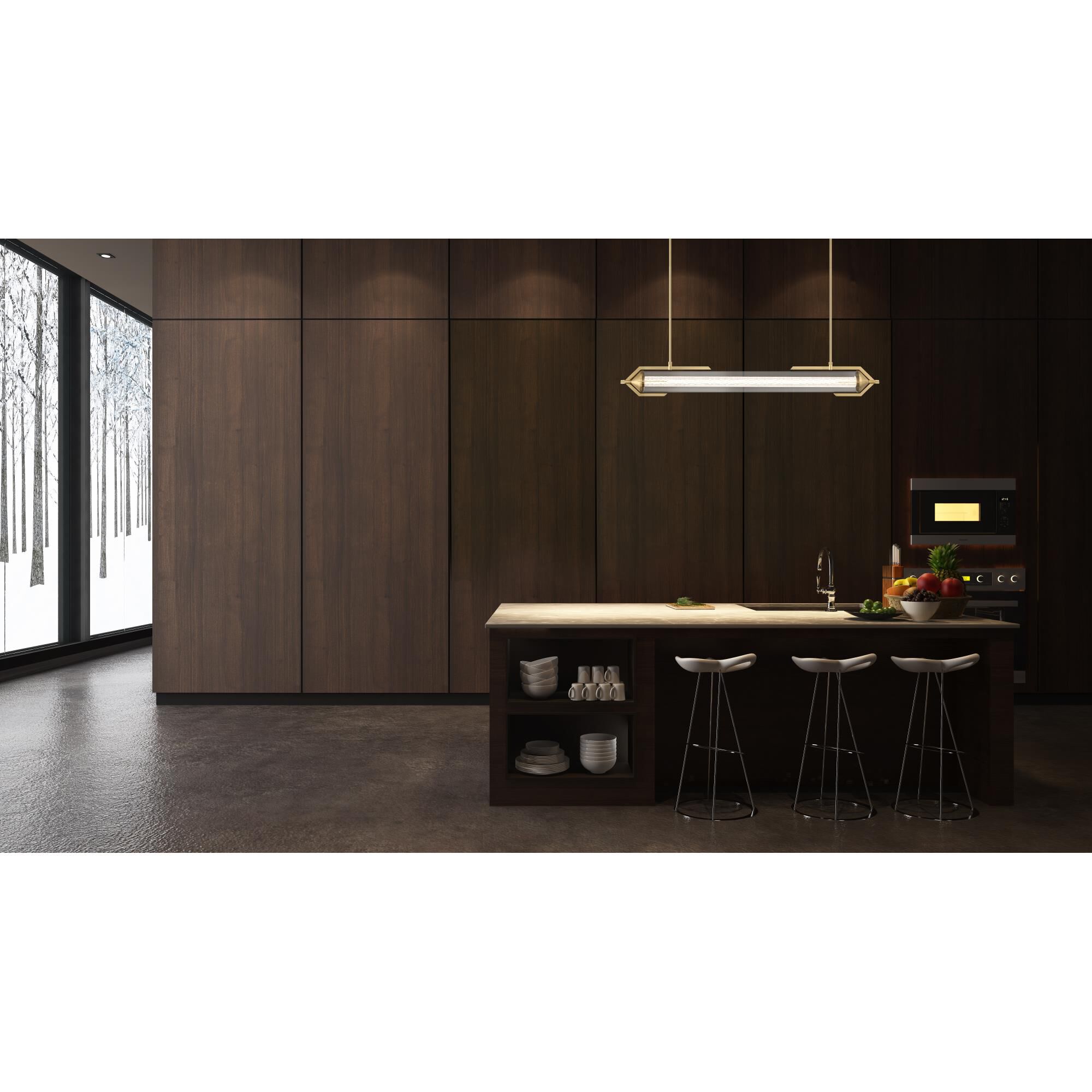 Shown in Gold finish and Clear glass