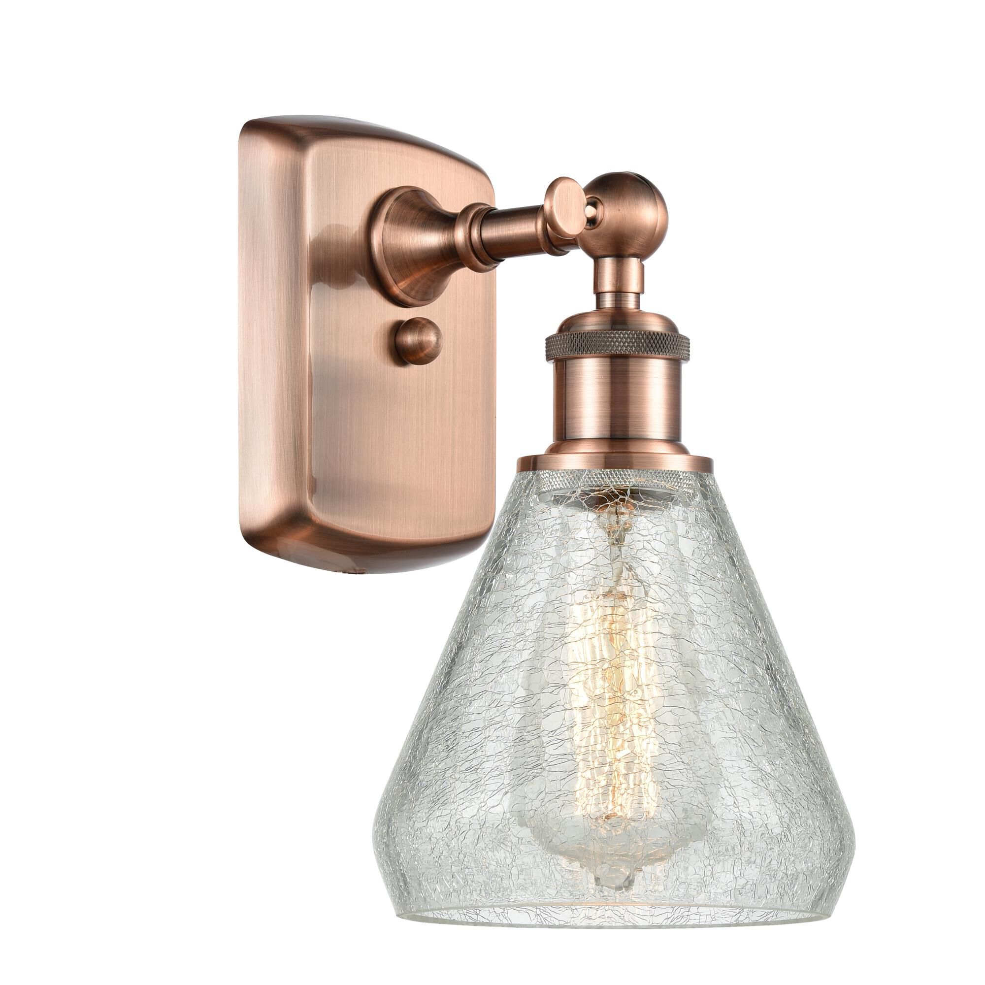 Shown in Antique Copper finish and Cone glass and Glass shade