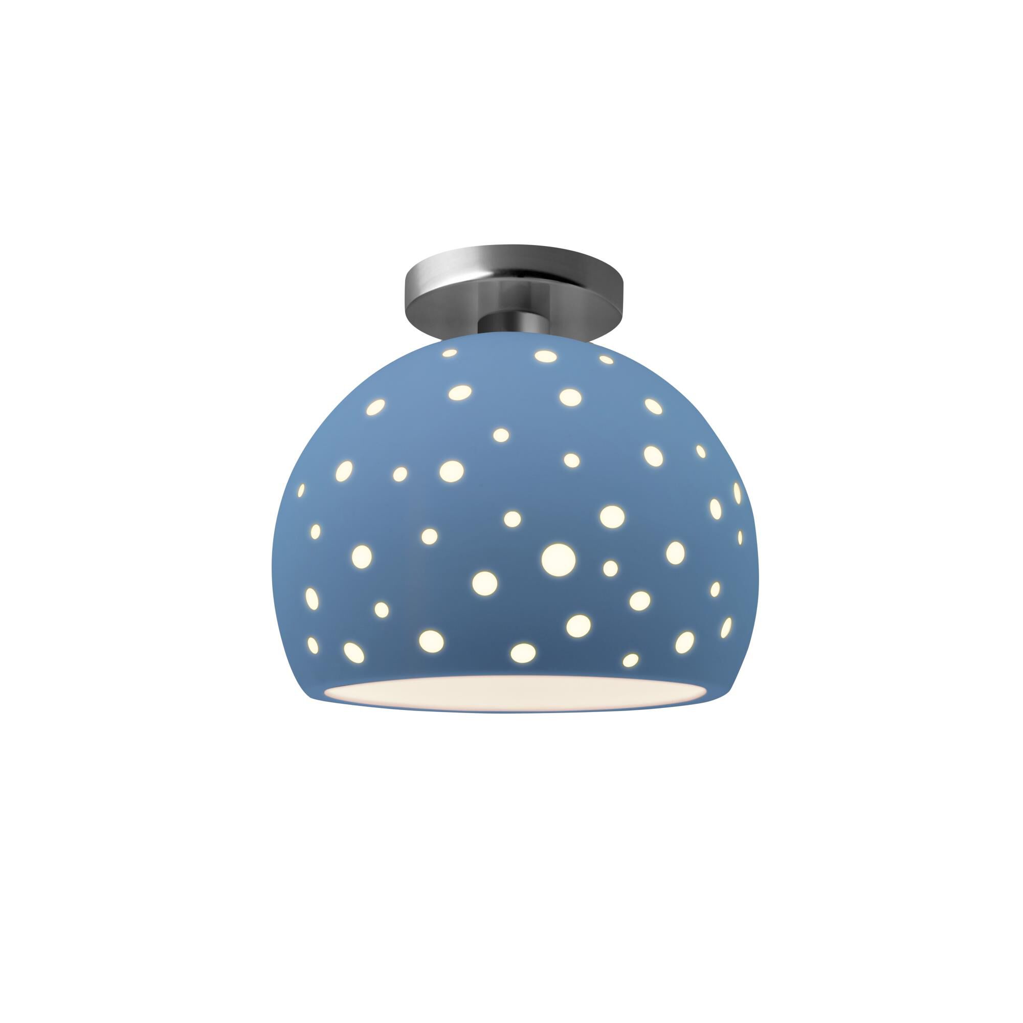 Shown in Brushed Nickel finish and Sky Blue shade