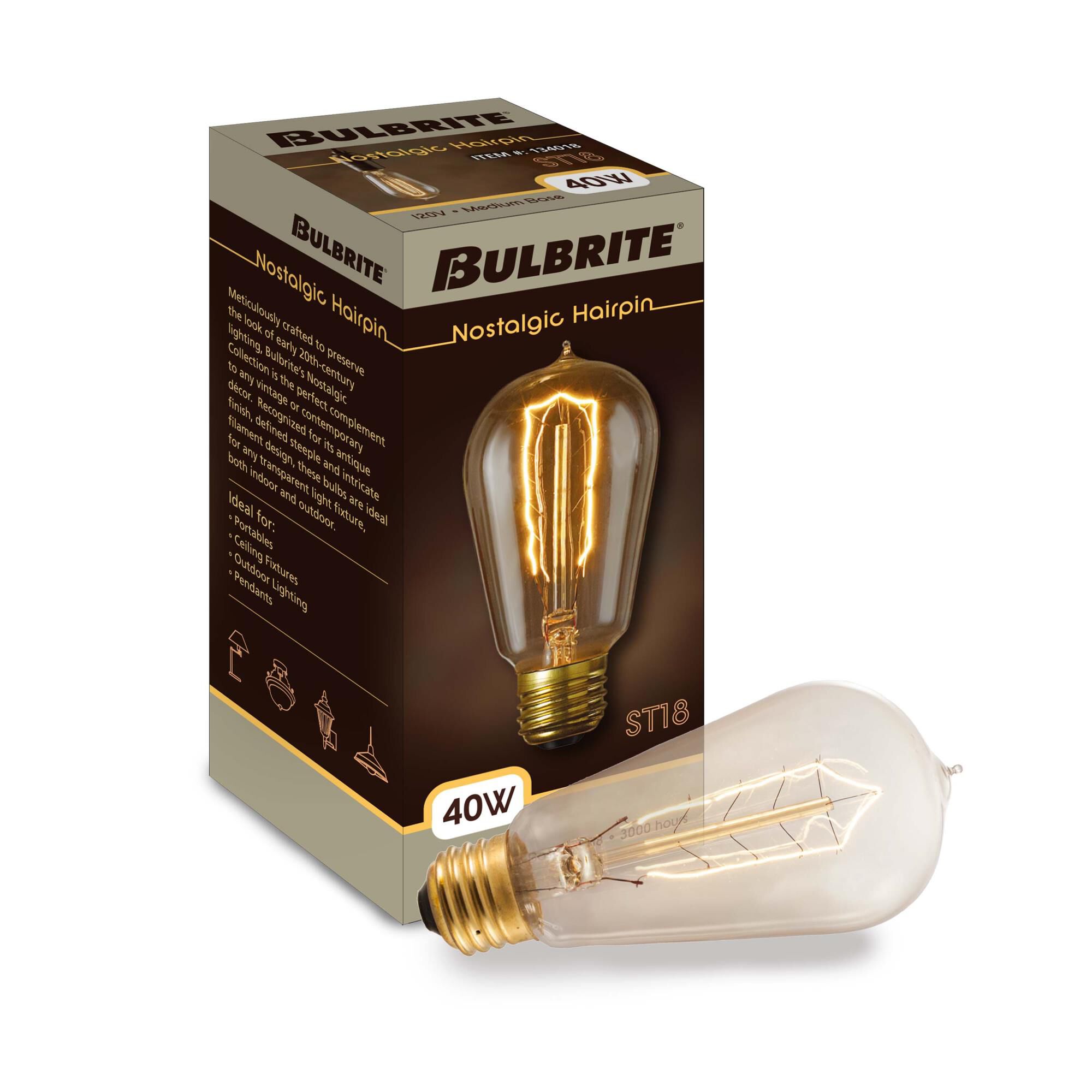 40 Watt 2200K ST18 Incandescent Light Bulb,