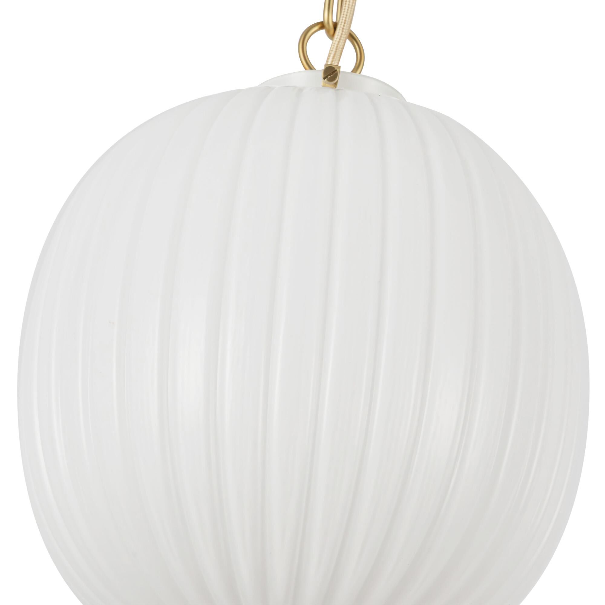 Shown in Brushed Gold finish and Glossy Ribbed Opal glass