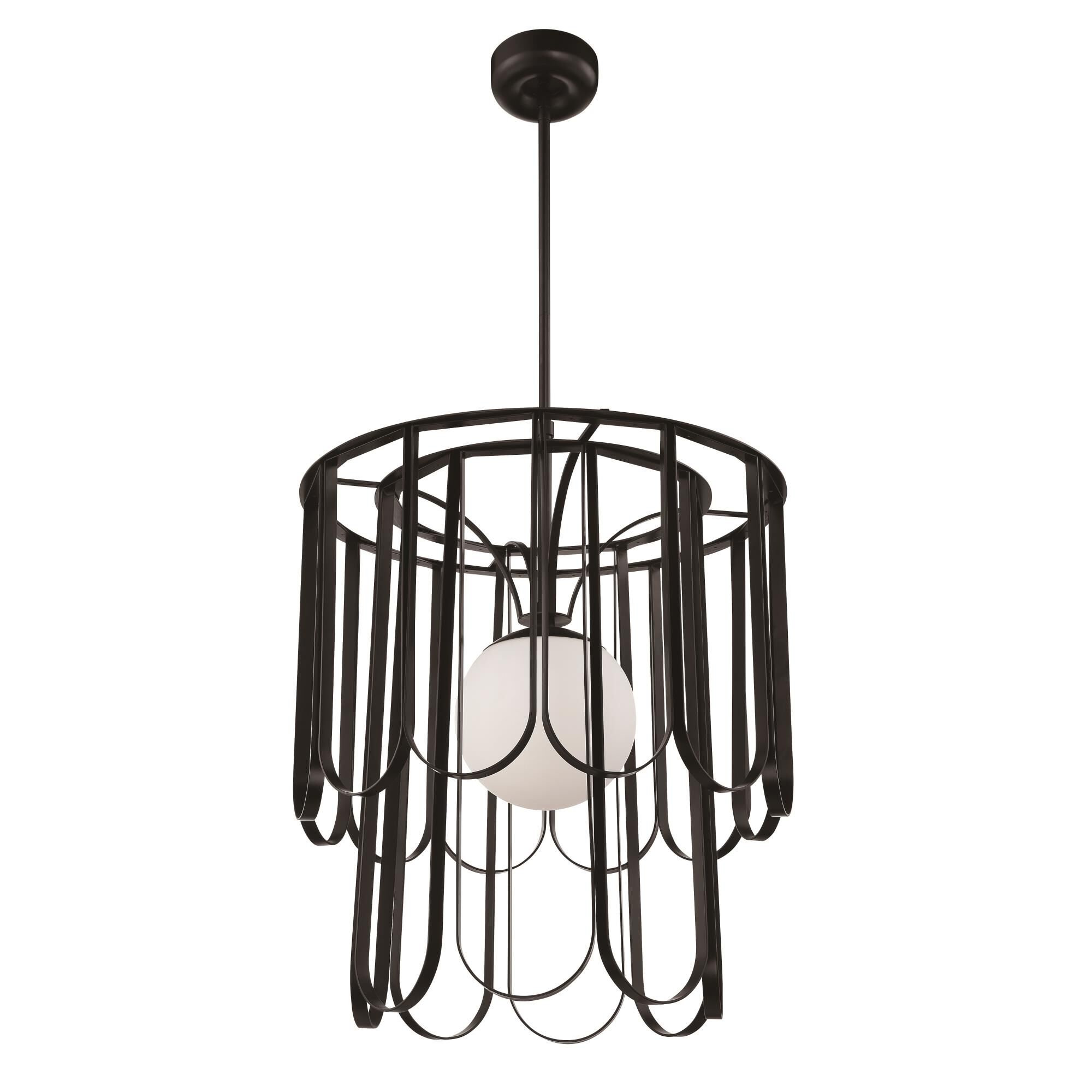 Shown in Flat Black finish and White Frosted glass and Glass shade