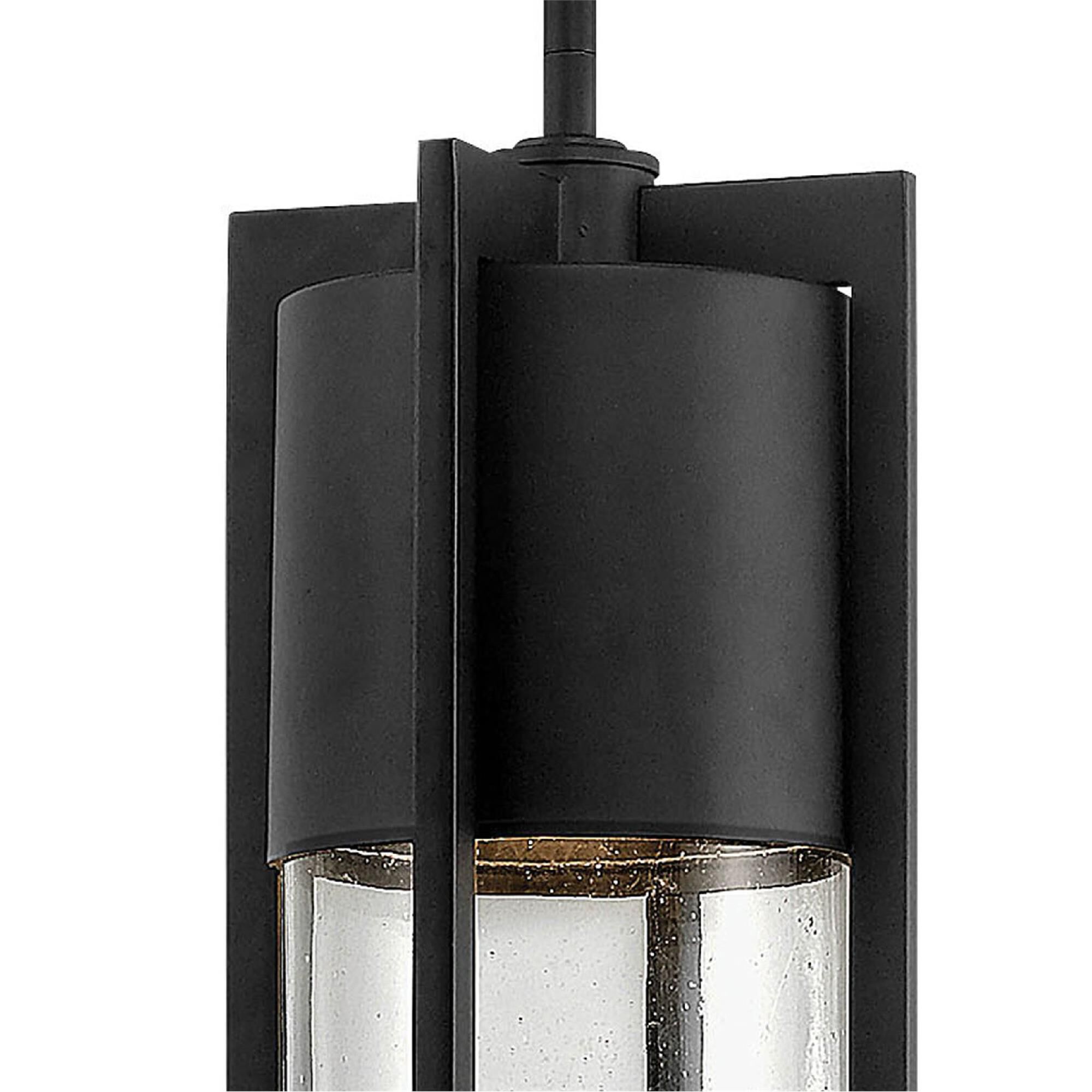 Shown in Black finish and Clear Seedy glass