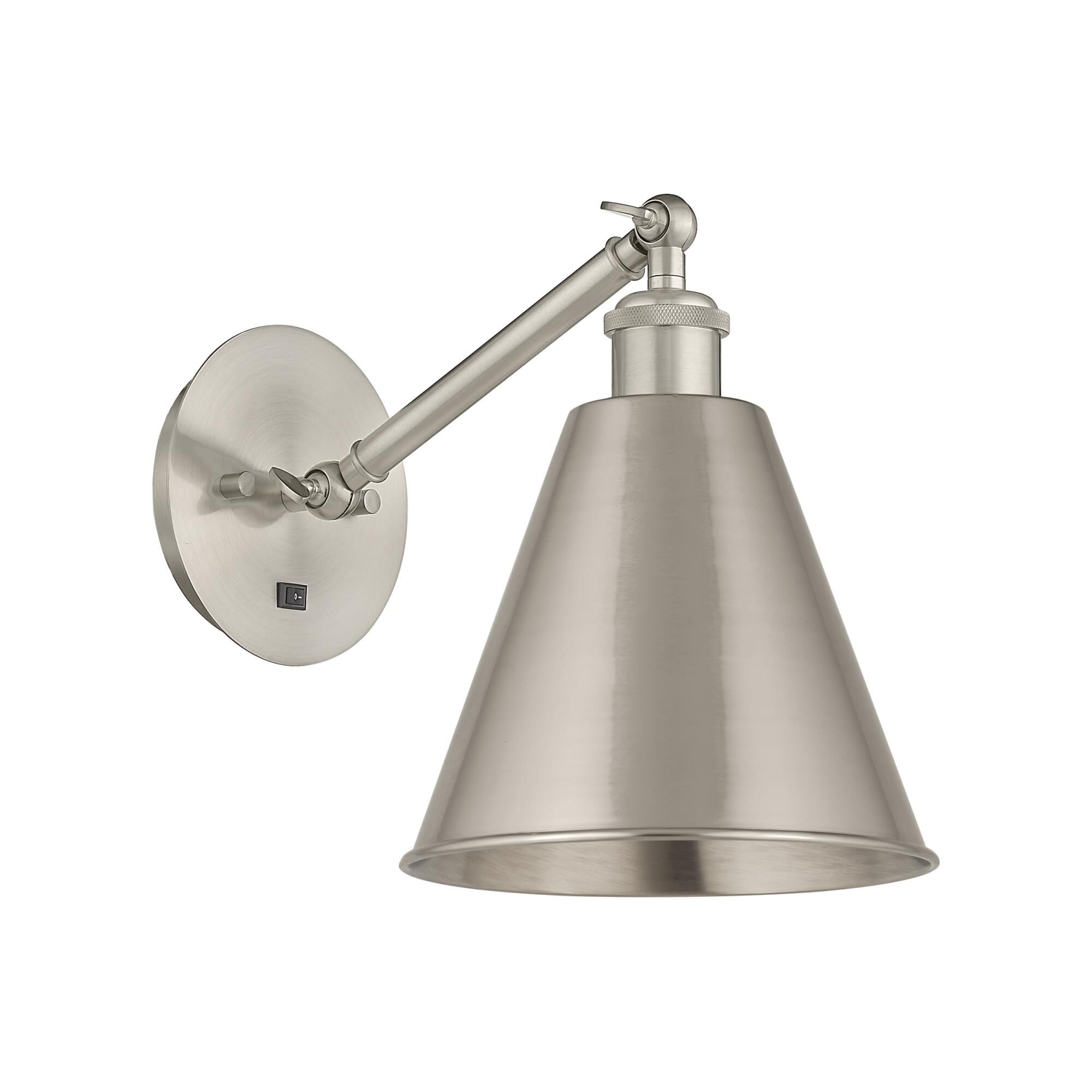 Shown in Brushed Satin Nickel finish and Brushed Satin Nickel Ballston Cone shade