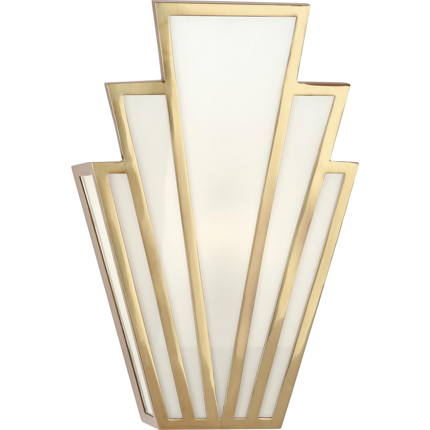 Shown in Modern Brass  finish and White Glass Panels shade