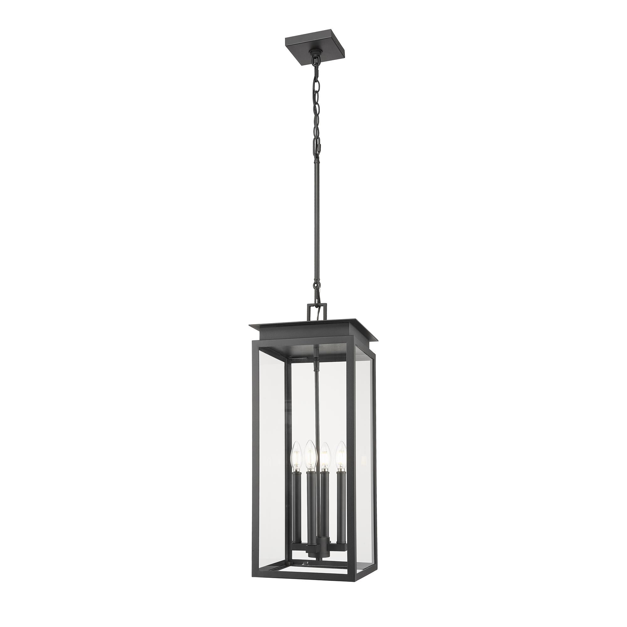 Shown in Black finish and Clear glass and Clear shade