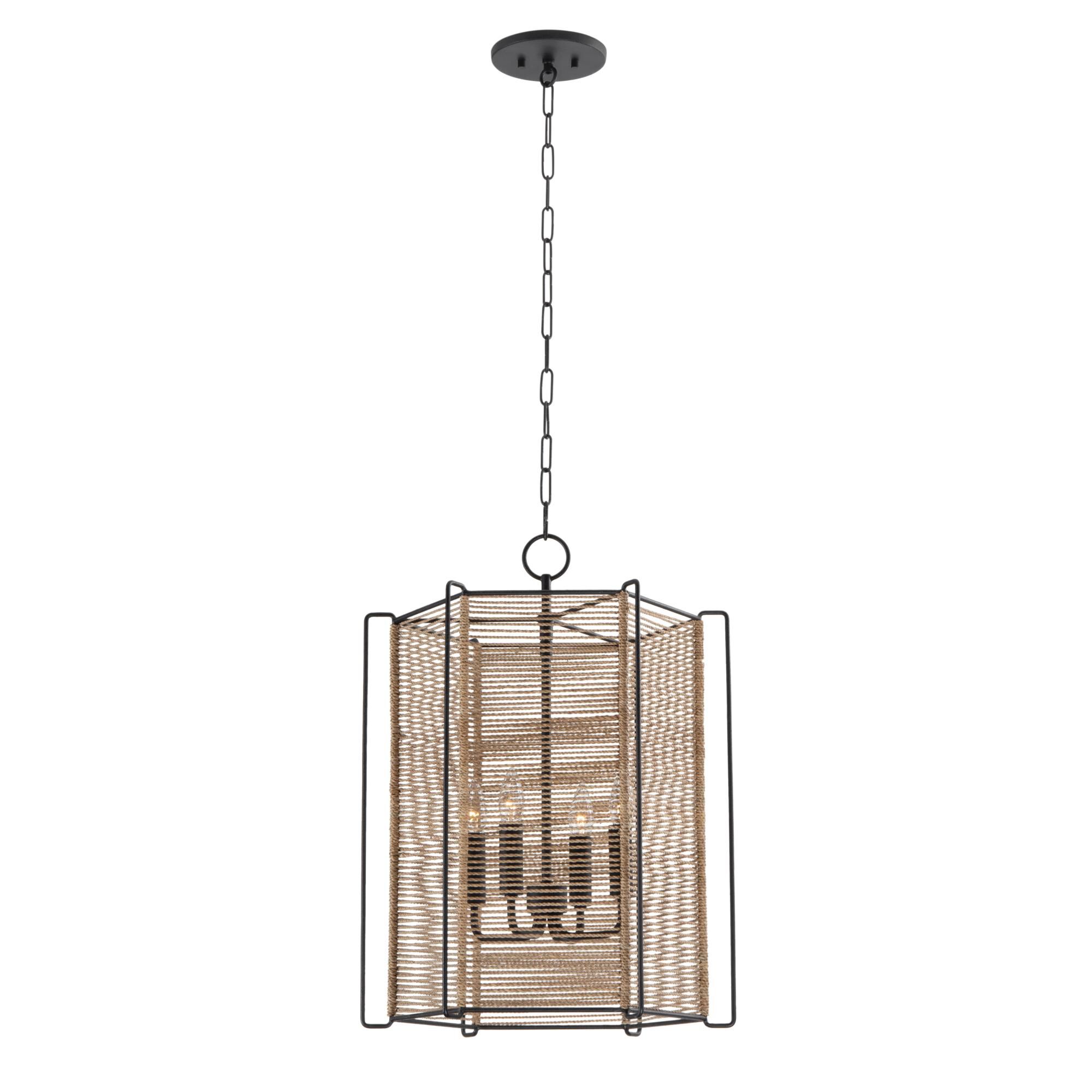 Shown in Textured Black finish and Abaca Rope shade