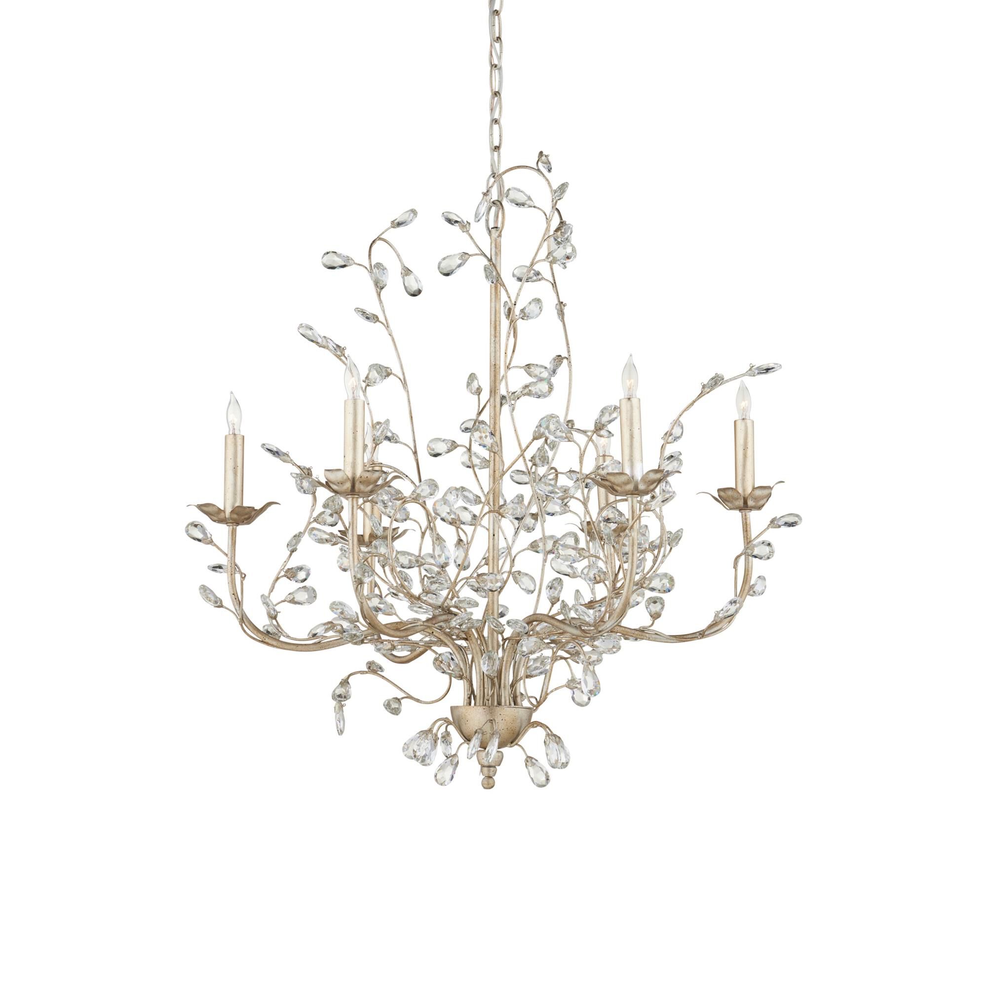 Crystal Bud 28 Inch 6 Light Chandelier by Currey and Company