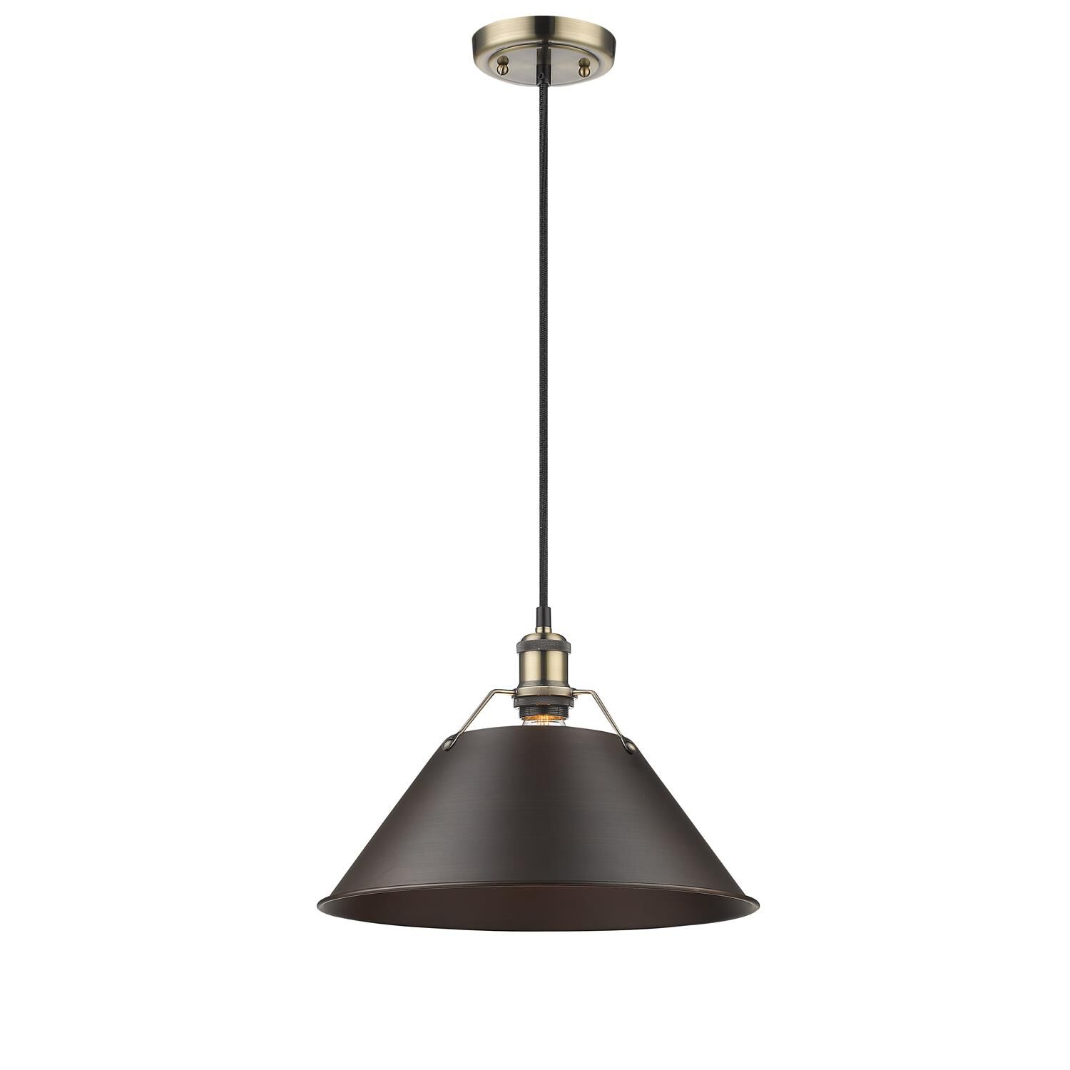 Shown in Aged Brass finish and Rubbed Bronze shade