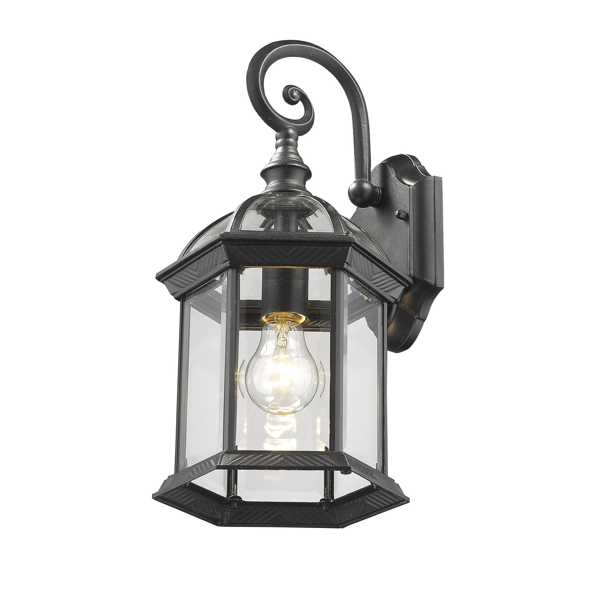 Shown in Black finish and Glass shade