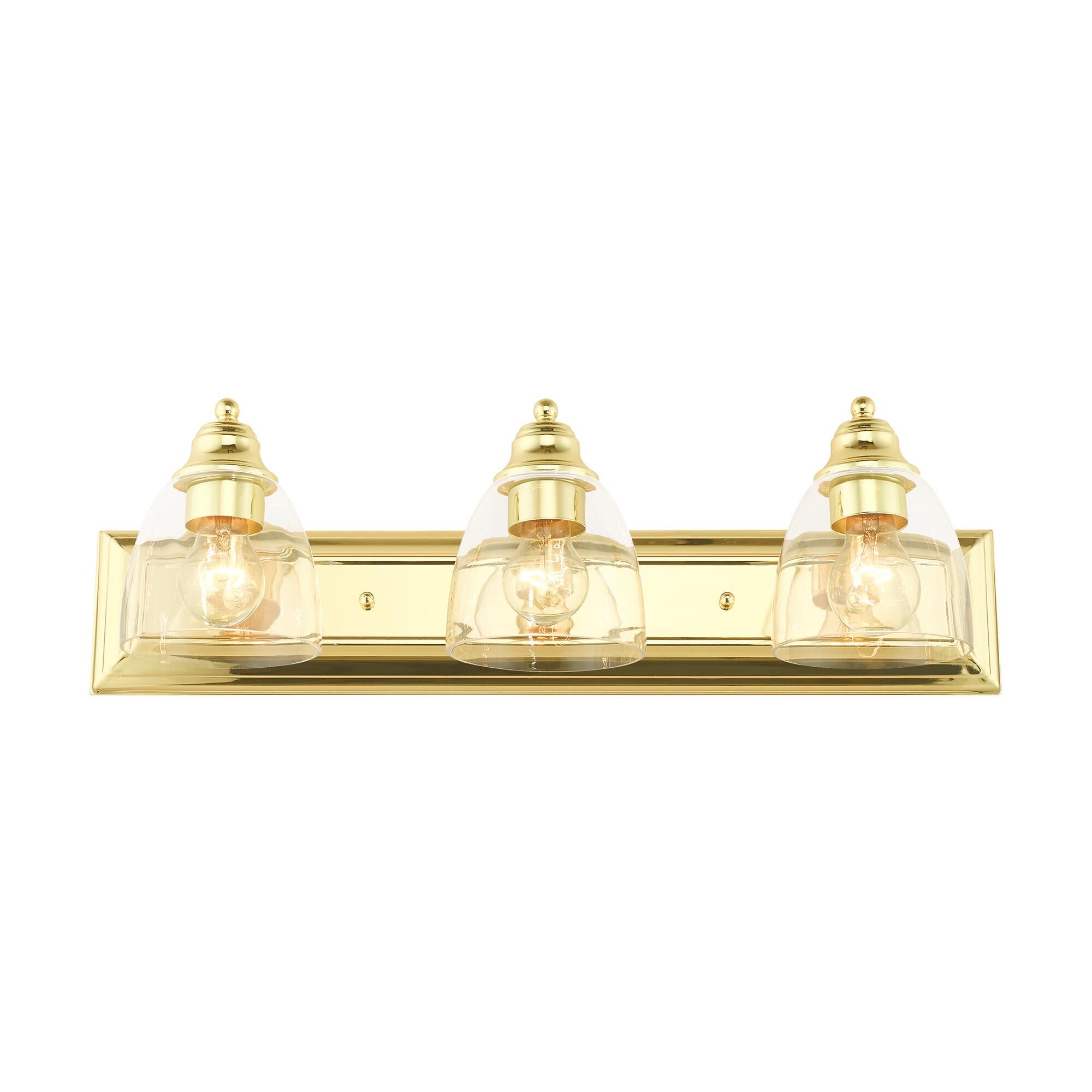 Shown in Polished Brass finish and Hand Blown Clear glass