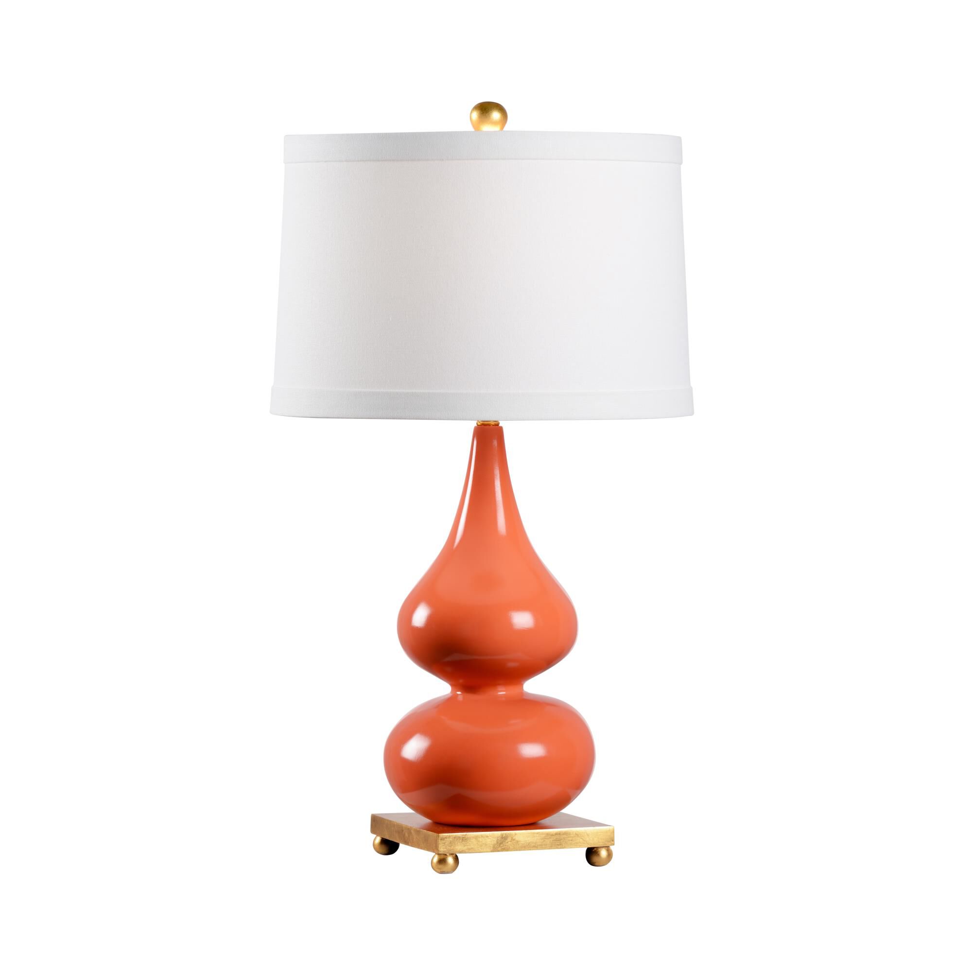 Shown in Coral Reef Glaze finish and Off White Linen shade