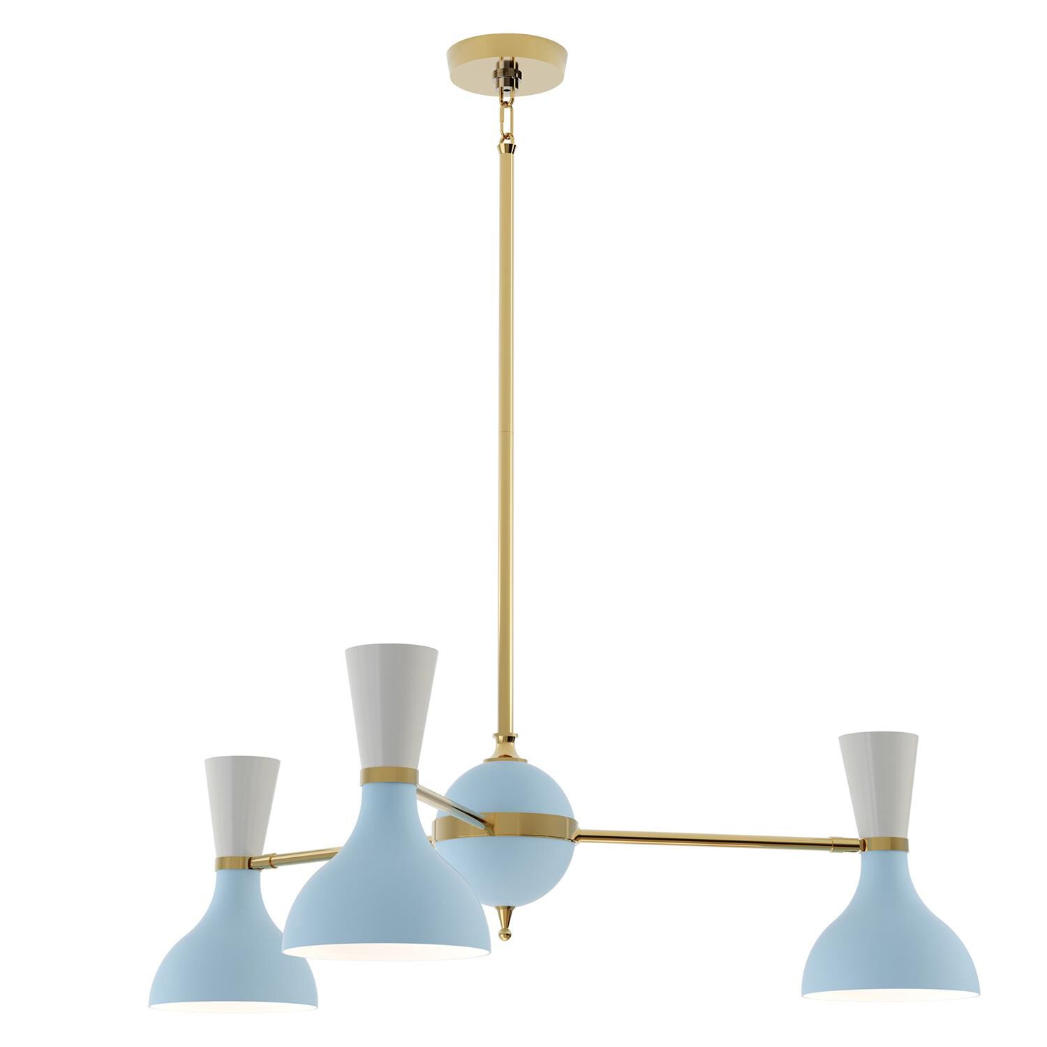 Shown in Modern Brass Baby Blue Lily Paint finish and Baby Blue and Lily shade
