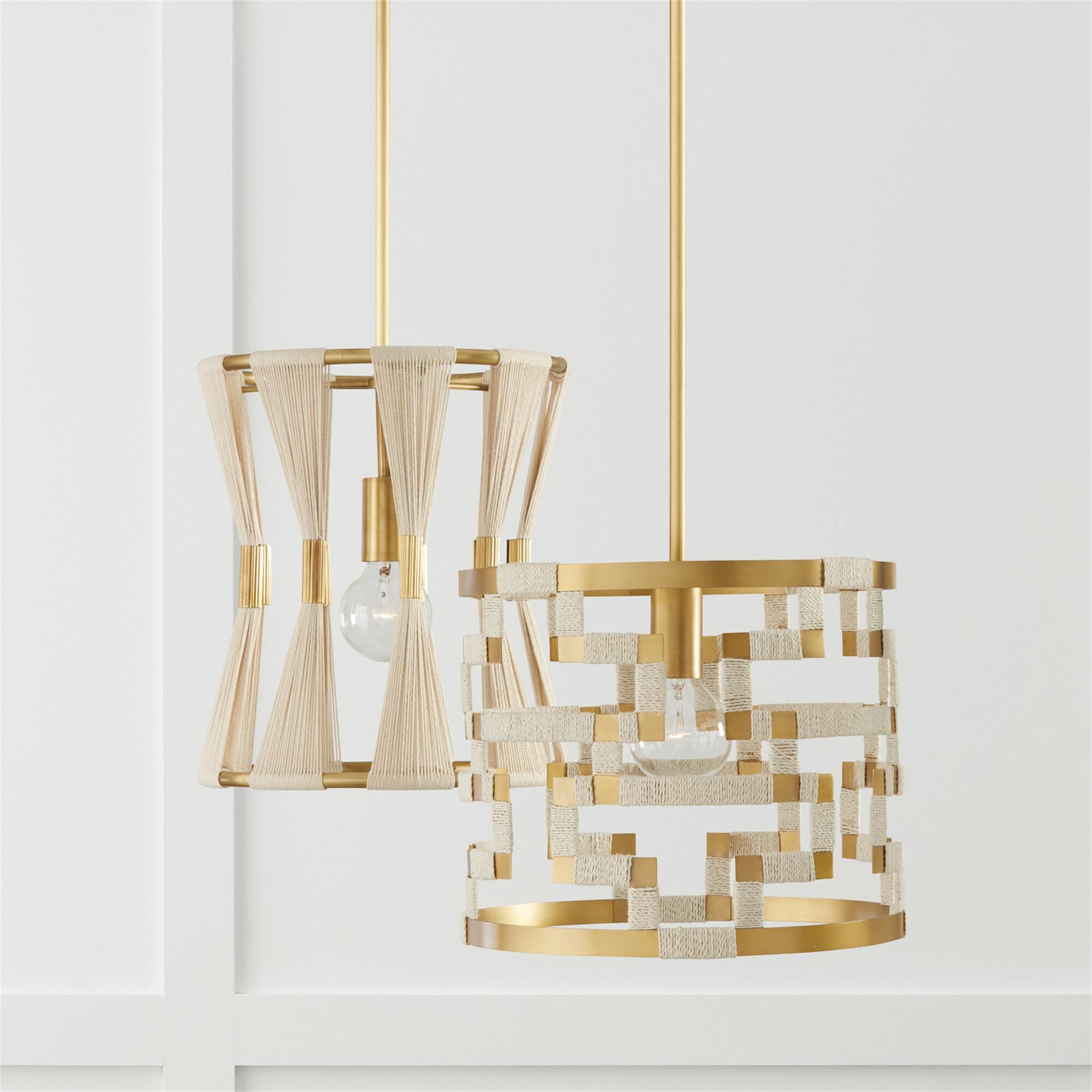 Shown in Bleached Natural Rope And Patinaed Brass finish