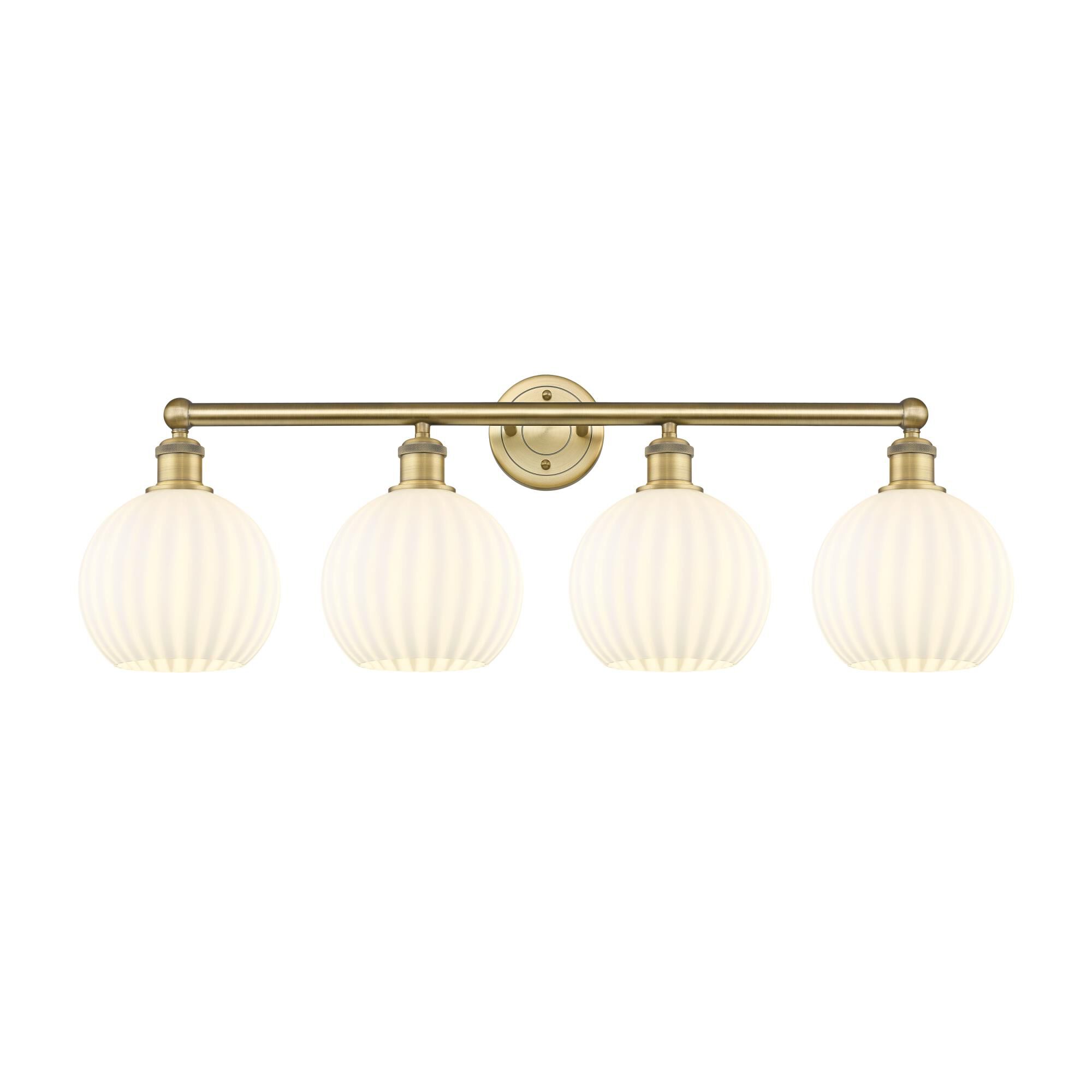 Shown in Brushed Brass finish and White Venetian glass