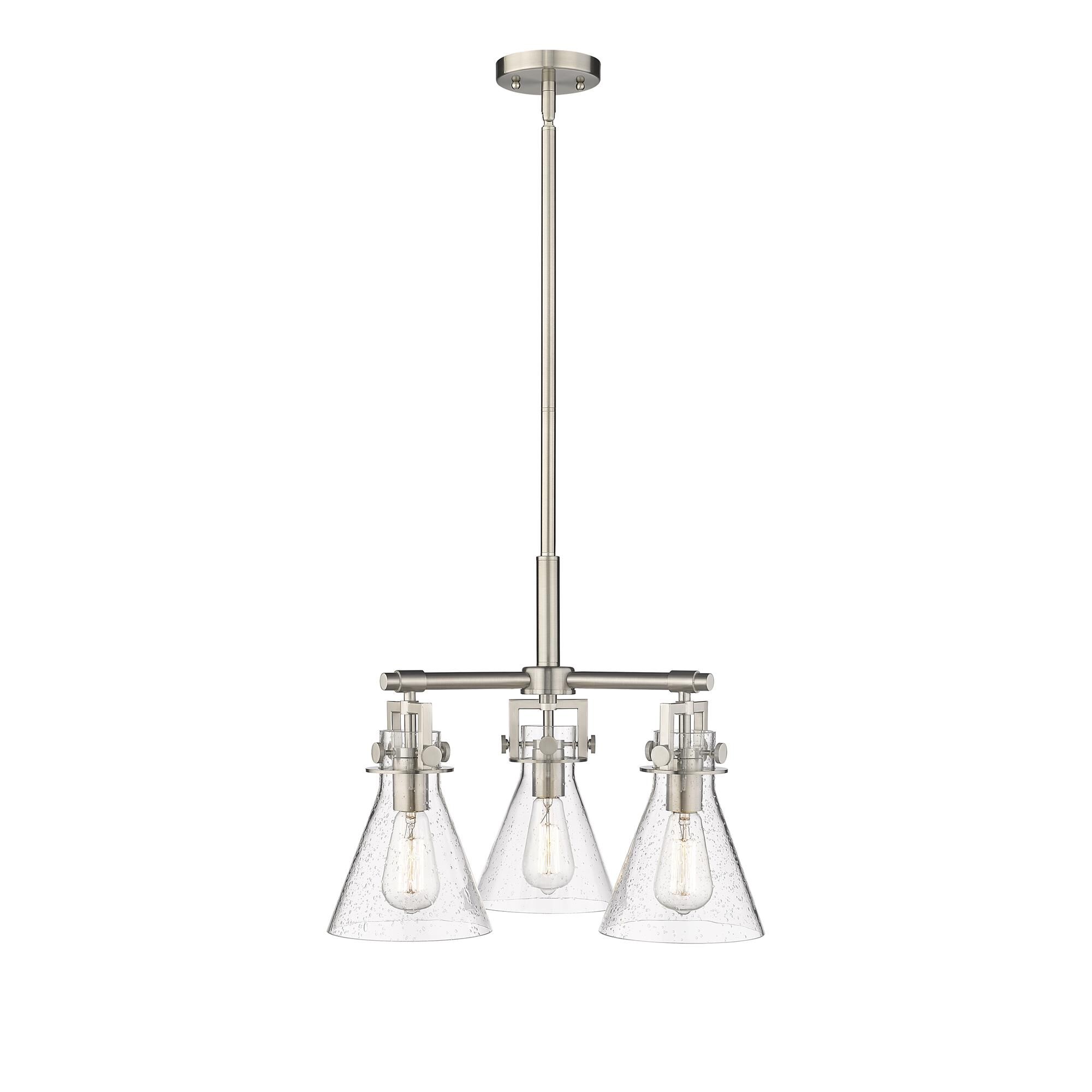 Shown in Satin Nickel finish and Seedy glass