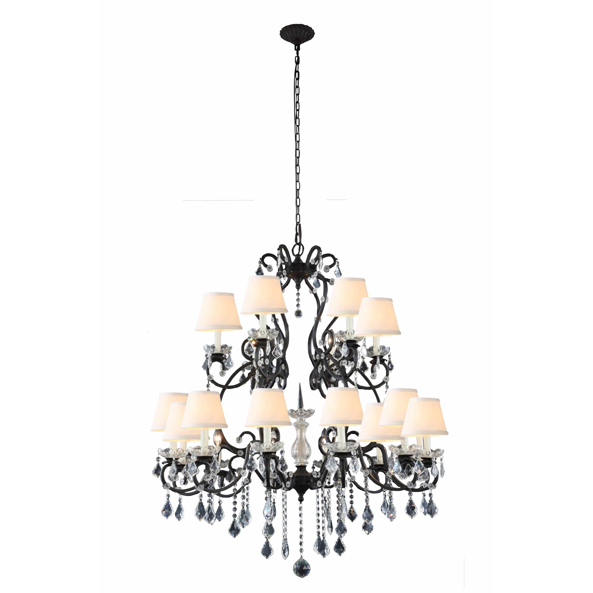 Shown in Vintage Bronze finish and Royal Cut crystal and Off - Silk shade and Clear accent