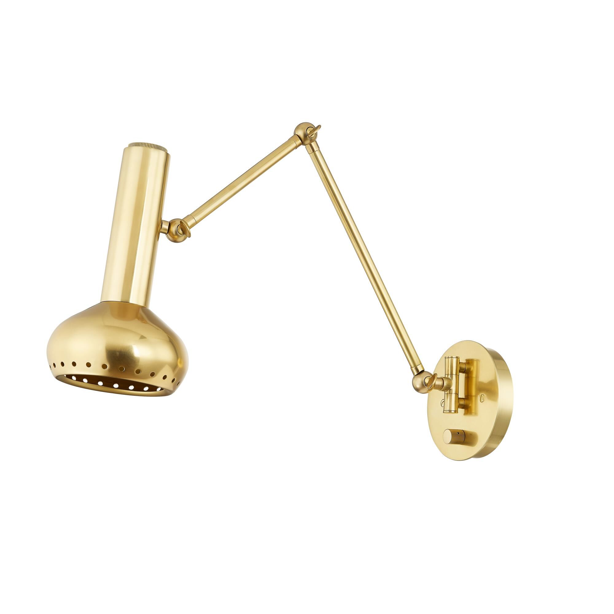 Shown in Aged Brass finish and Aged Brass shade