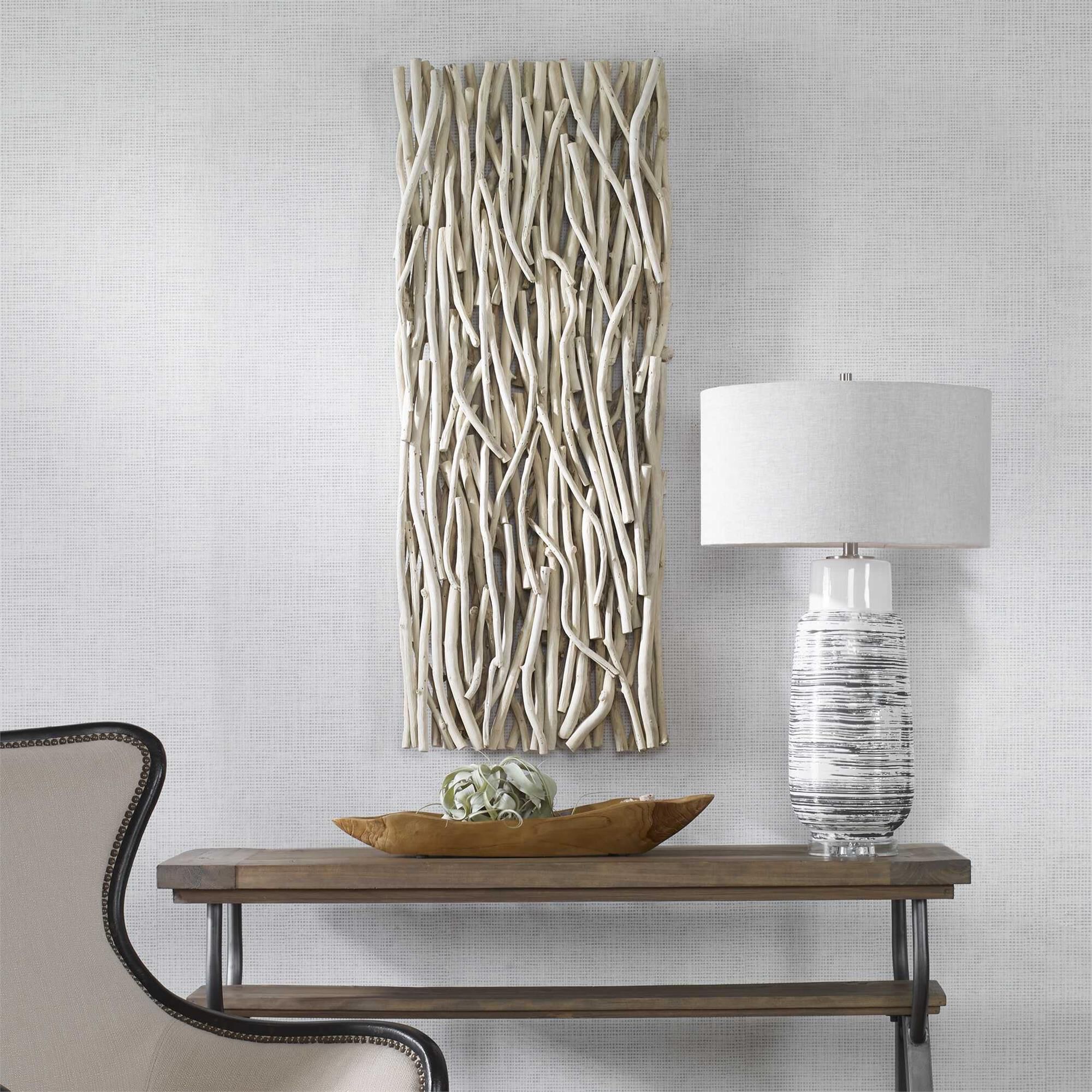 Shown in This Oversized Wood Wall Panel Is Artfully Created From Teak Branches In A Refreshing Bleached Finis finish