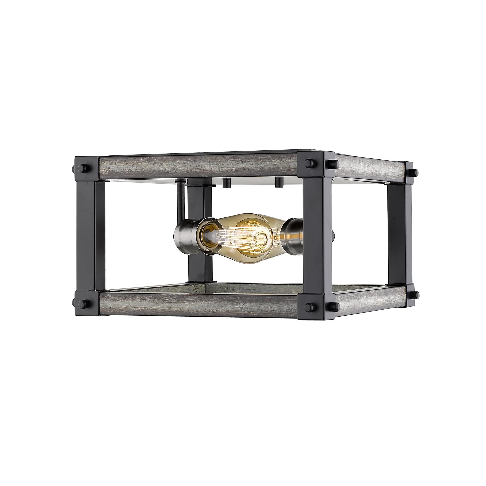 Shown in Ashen Barnboard finish and --- glass and --- shade
