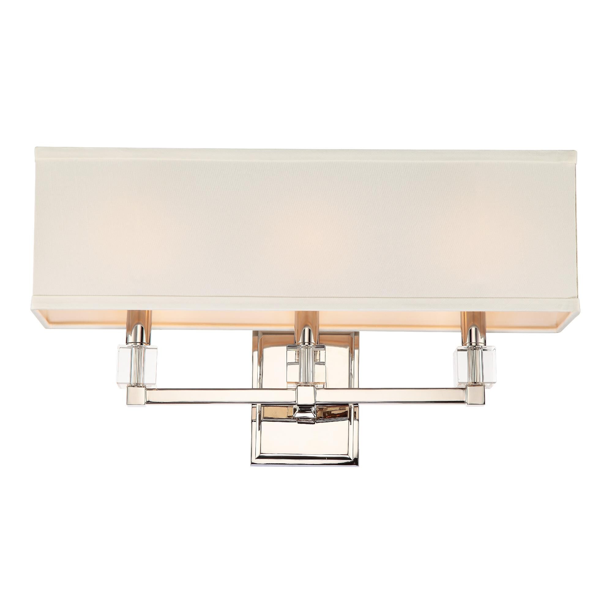 Shown in Polished Nickel finish and Cubes crystal and White Linen glass and White Linen shade