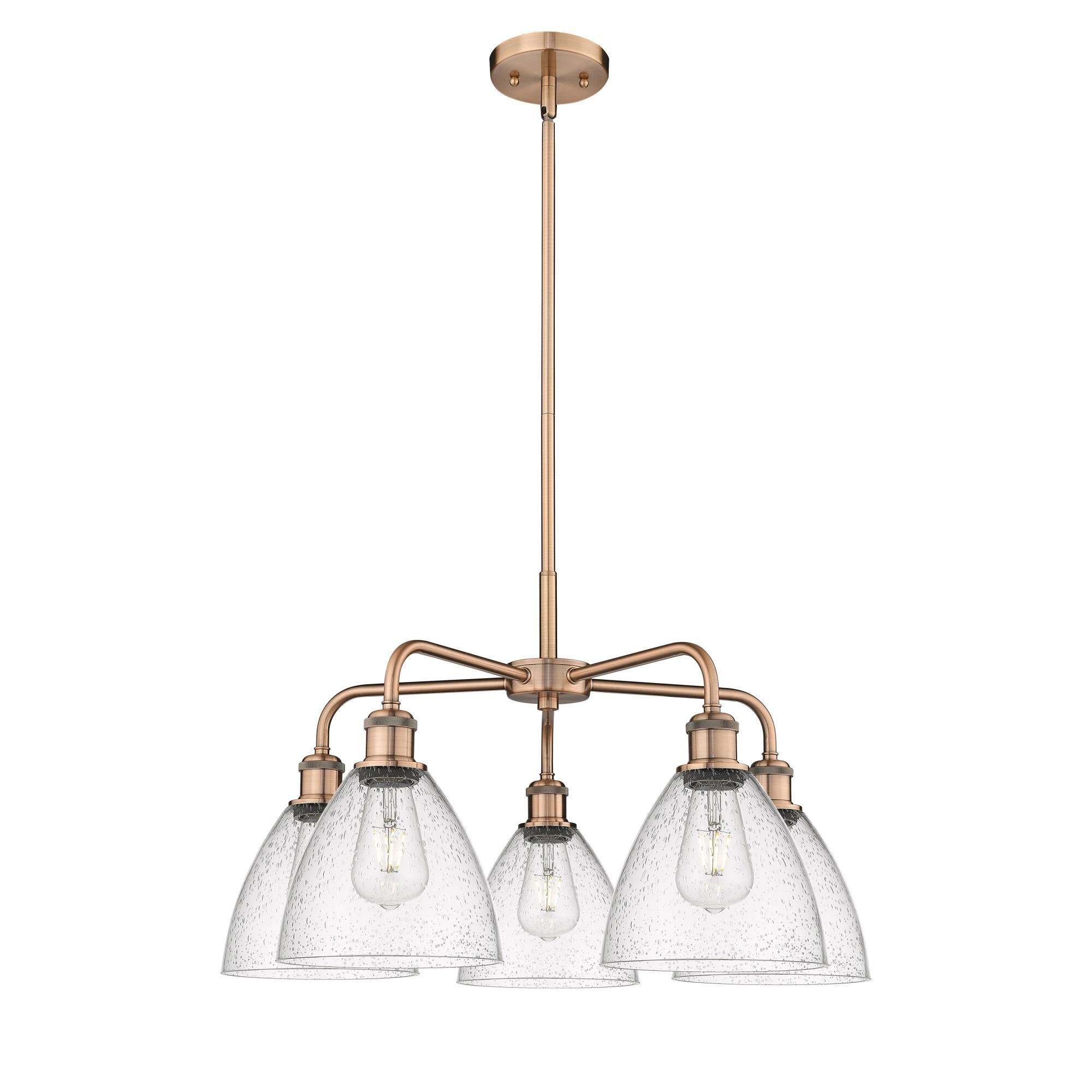 Shown in Antique Copper finish and Seedy glass