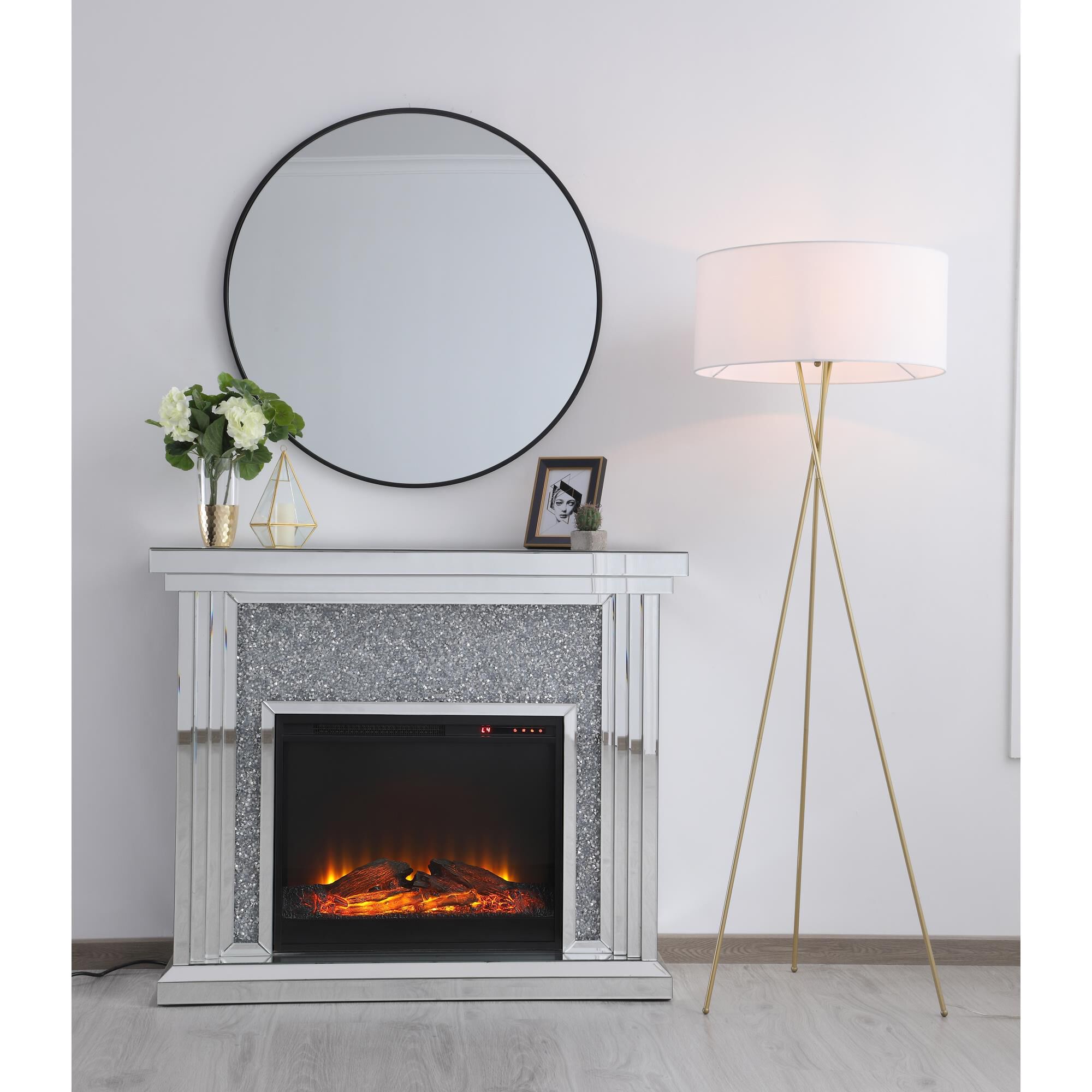 Shown in Brass finish and White Fabric shade