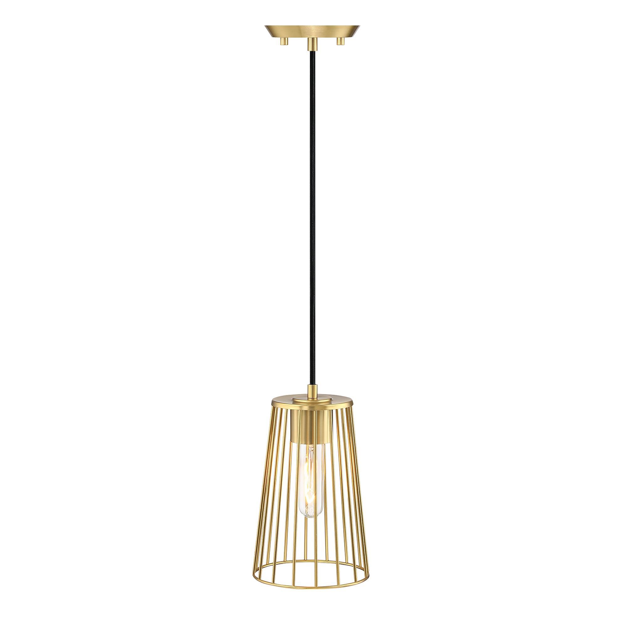 Shown in Brushed Gold finish and Wire Cage shade
