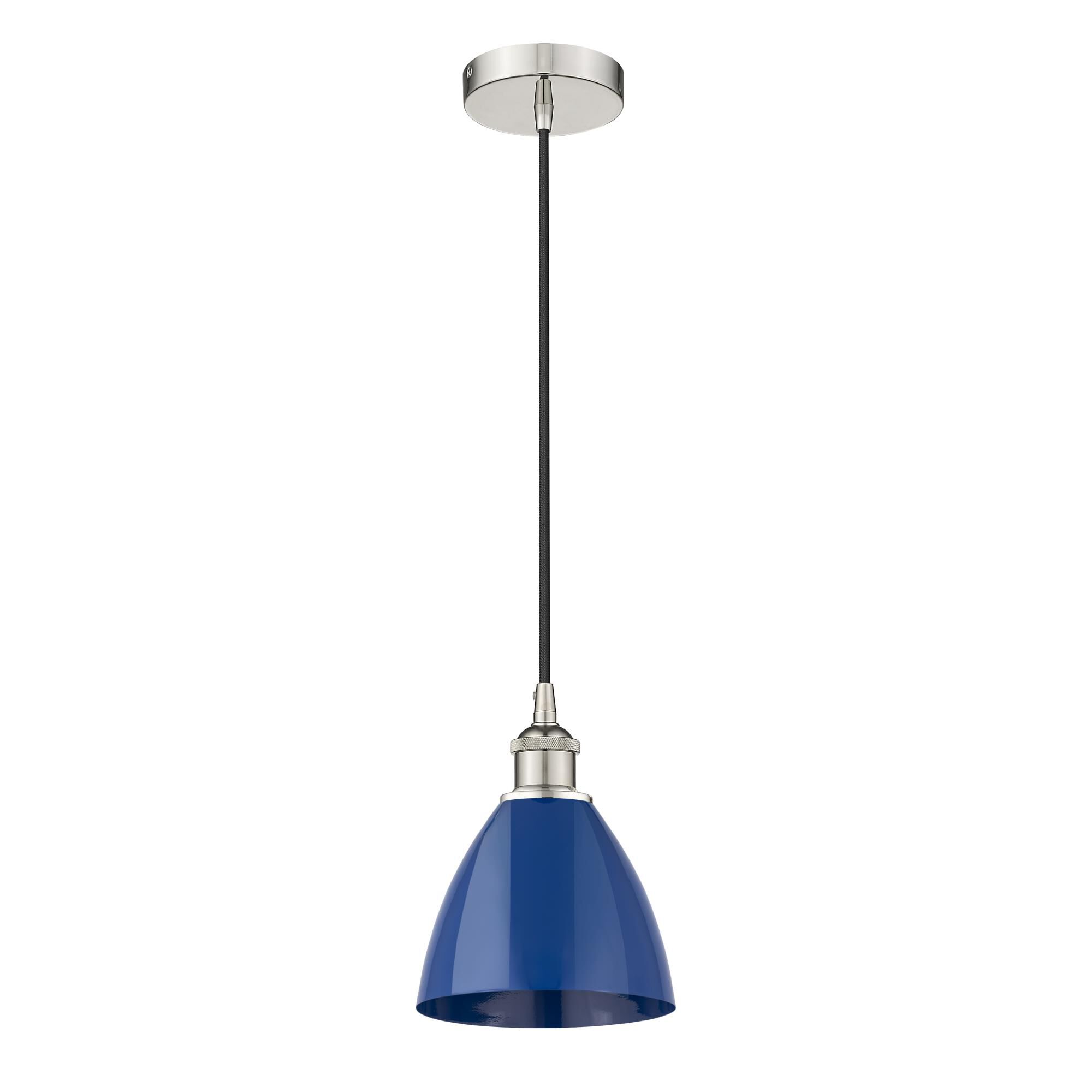Shown in Polished Nickel finish and Blue Dome shade