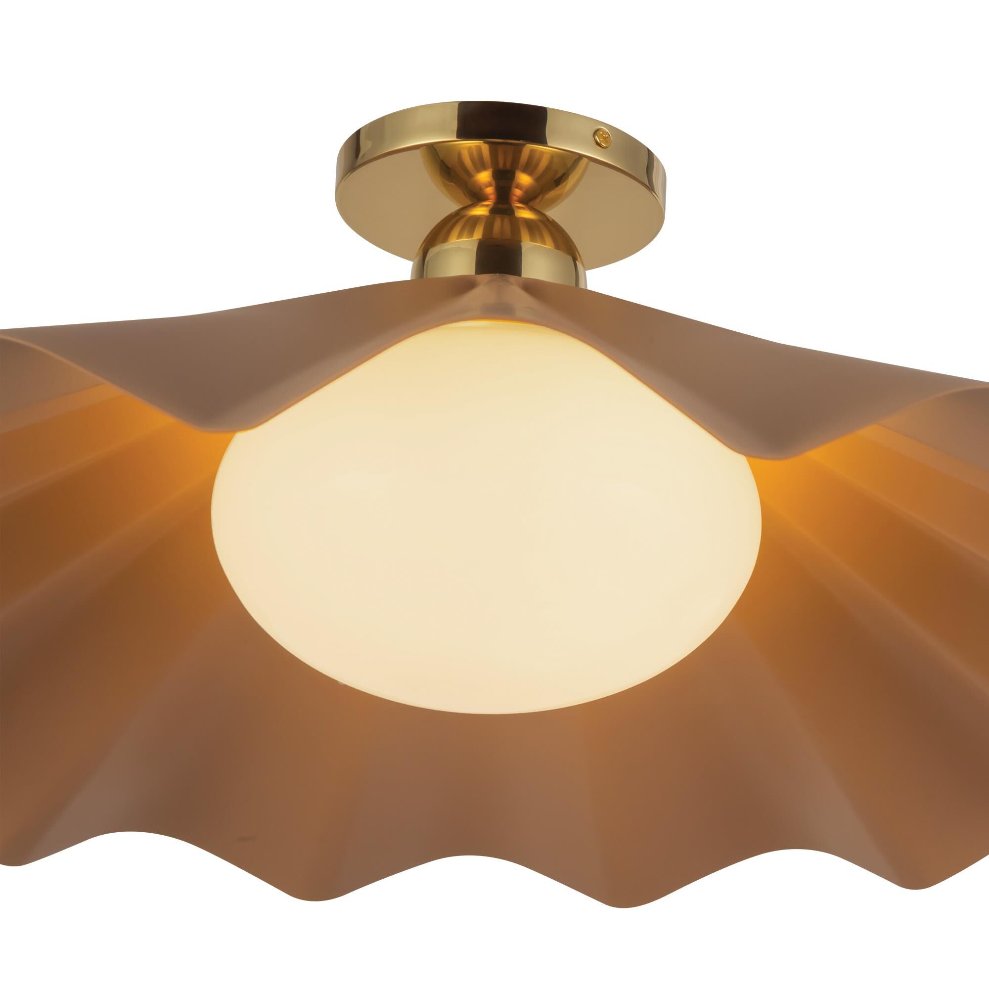 Shown in Peach finish and Matte Opal glass