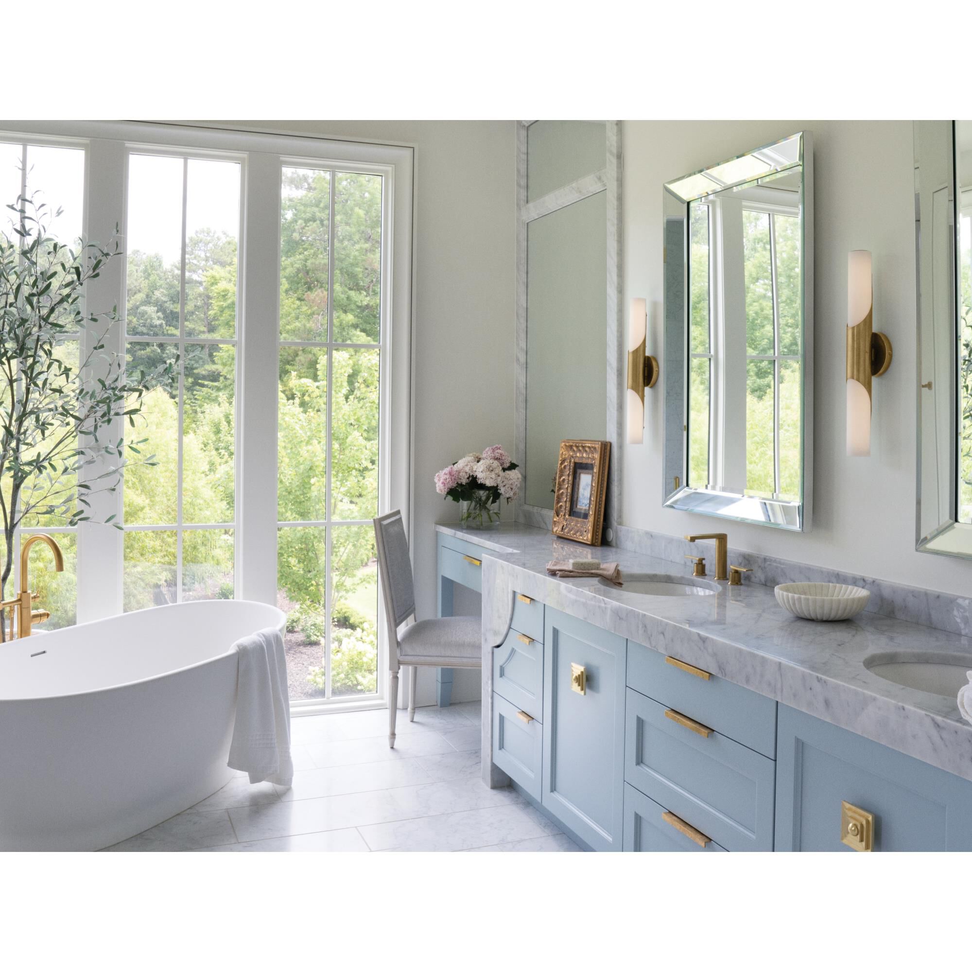 Shown in Textured Heritage Brass finish and Etched Opal glass