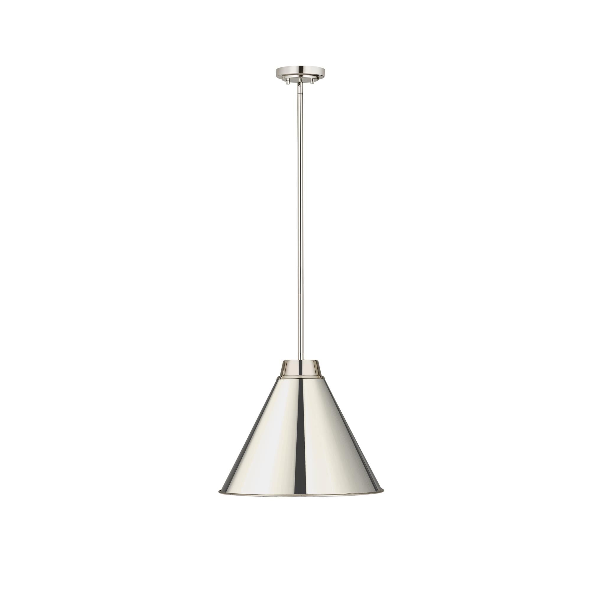 Shown in Polished Nickel finish and Iron glass and Iron shade