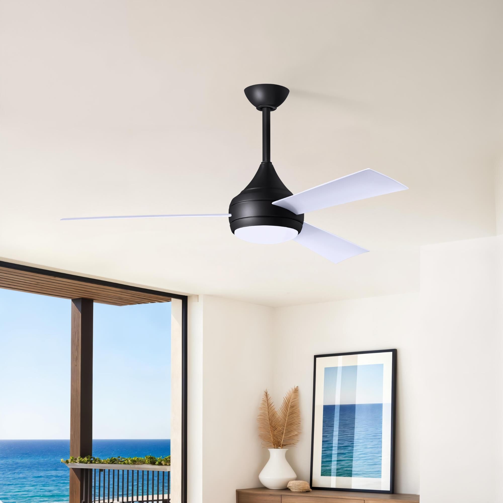 Donaire Outdoor Coastal Wet Rated 52 Inch Ceiling Fan with Light Kit by Matthews Fan Company