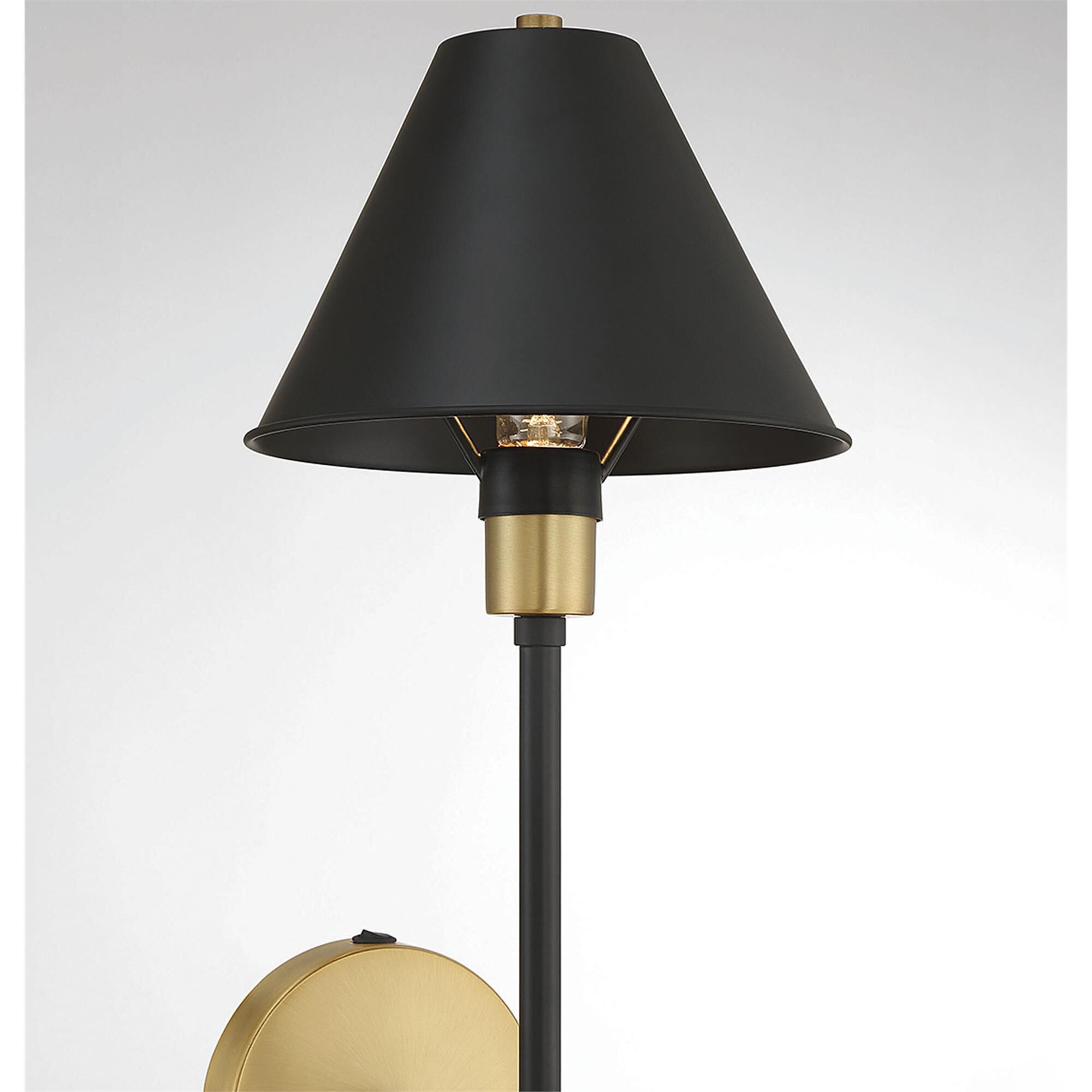 Shown in Black With Natural Brass Accents finish and Black Metal shade
