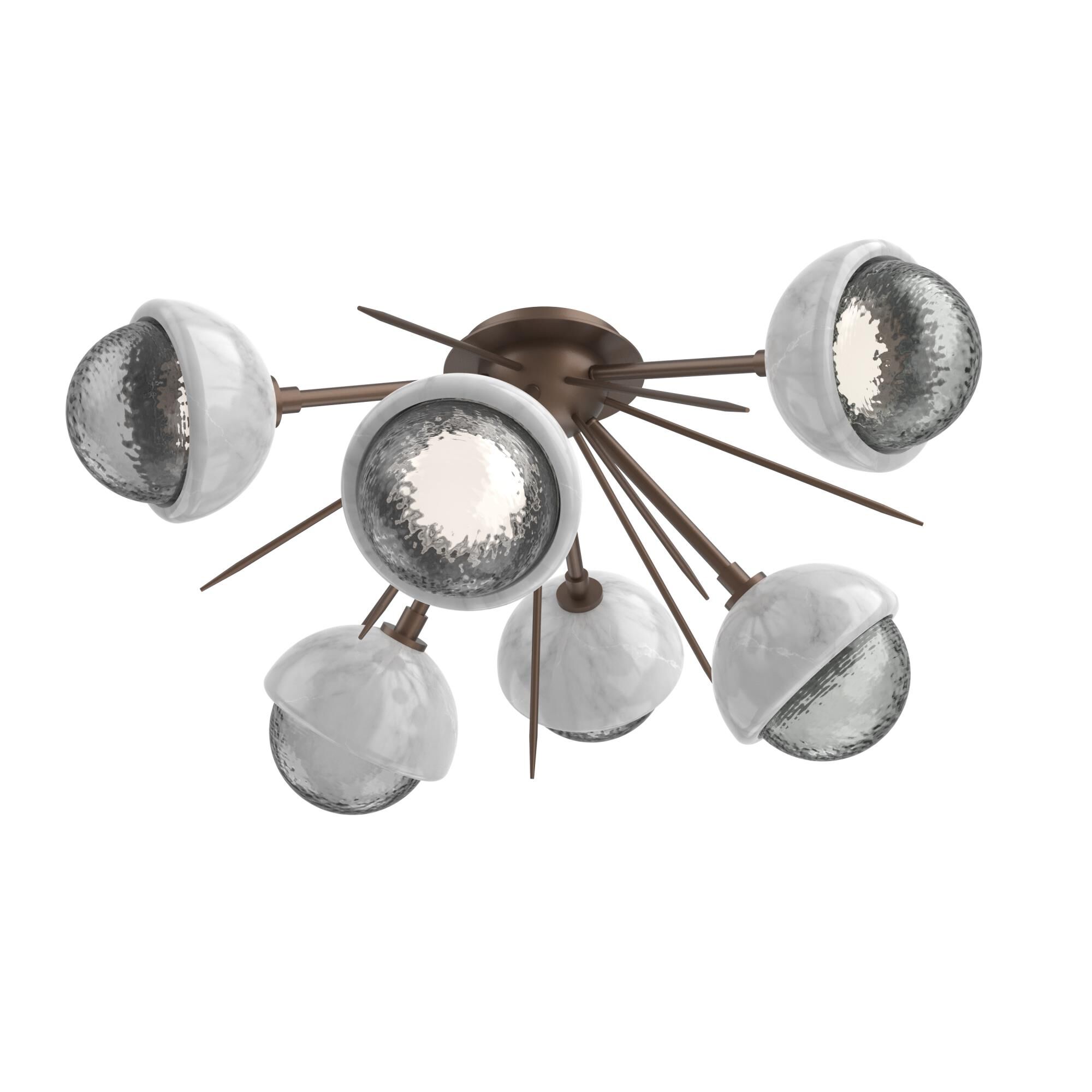 Shown in Burnished Bronze finish and Smoke glass and White Marble accent