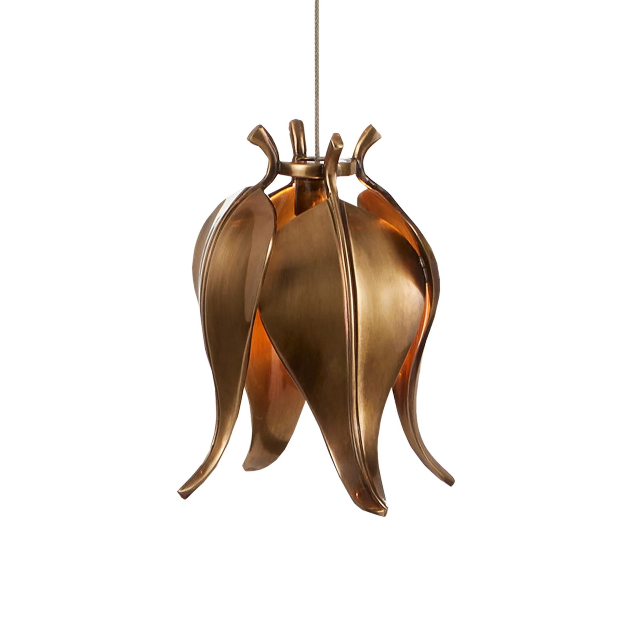 Shown in Antique Brass/Silver finish and Antique Brass/Brass shade